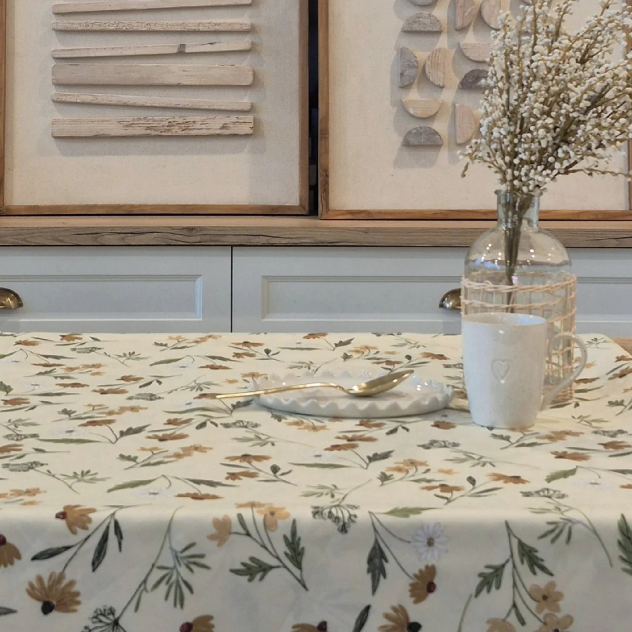 Brunelli - Margaret Floral Tablecloth, Cream, 54 x 72 in.