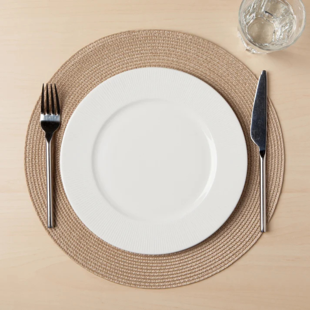 Napperon rond tissé Disko taupe 38 cm - Danica