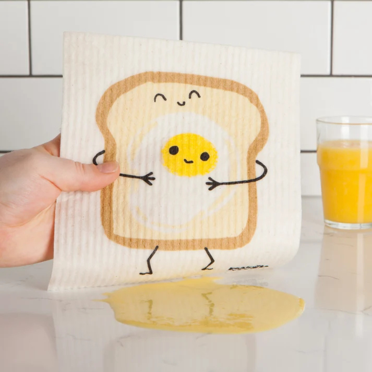 Essuie-tout réutilisable Toast et son œuf 16 x 20 cm - Danica
