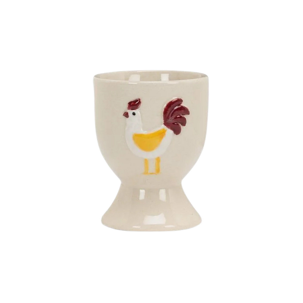 Coquetier en grès ivoire avec motif de coq - Abbott