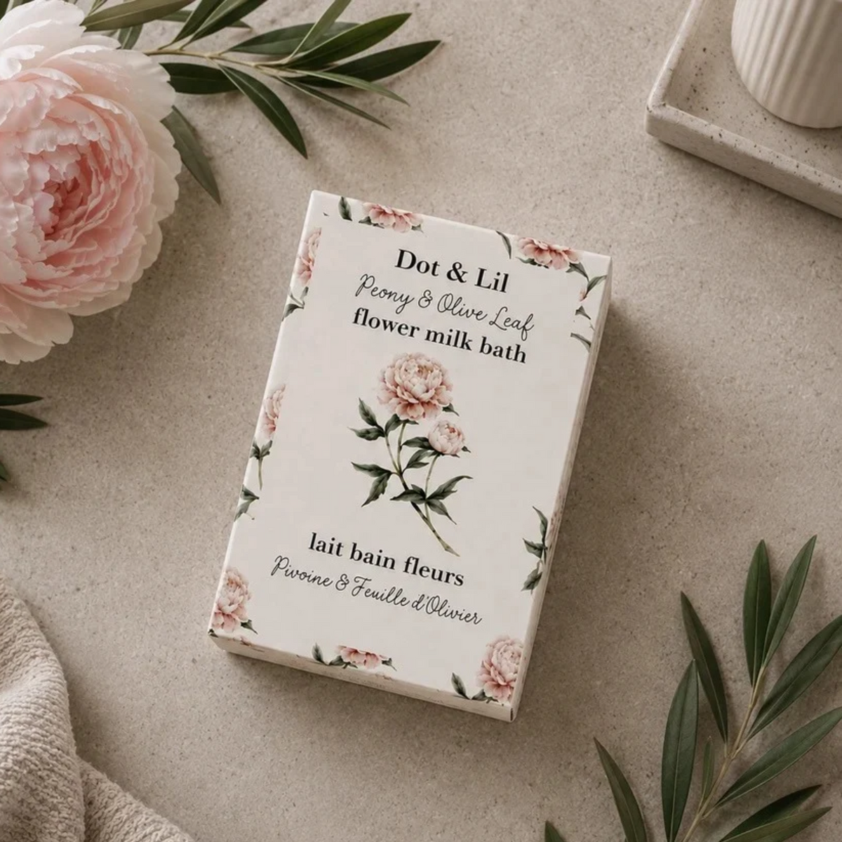 Peony and Olive Leaf Bath Milk Sachet 75 g - Dot & Lil