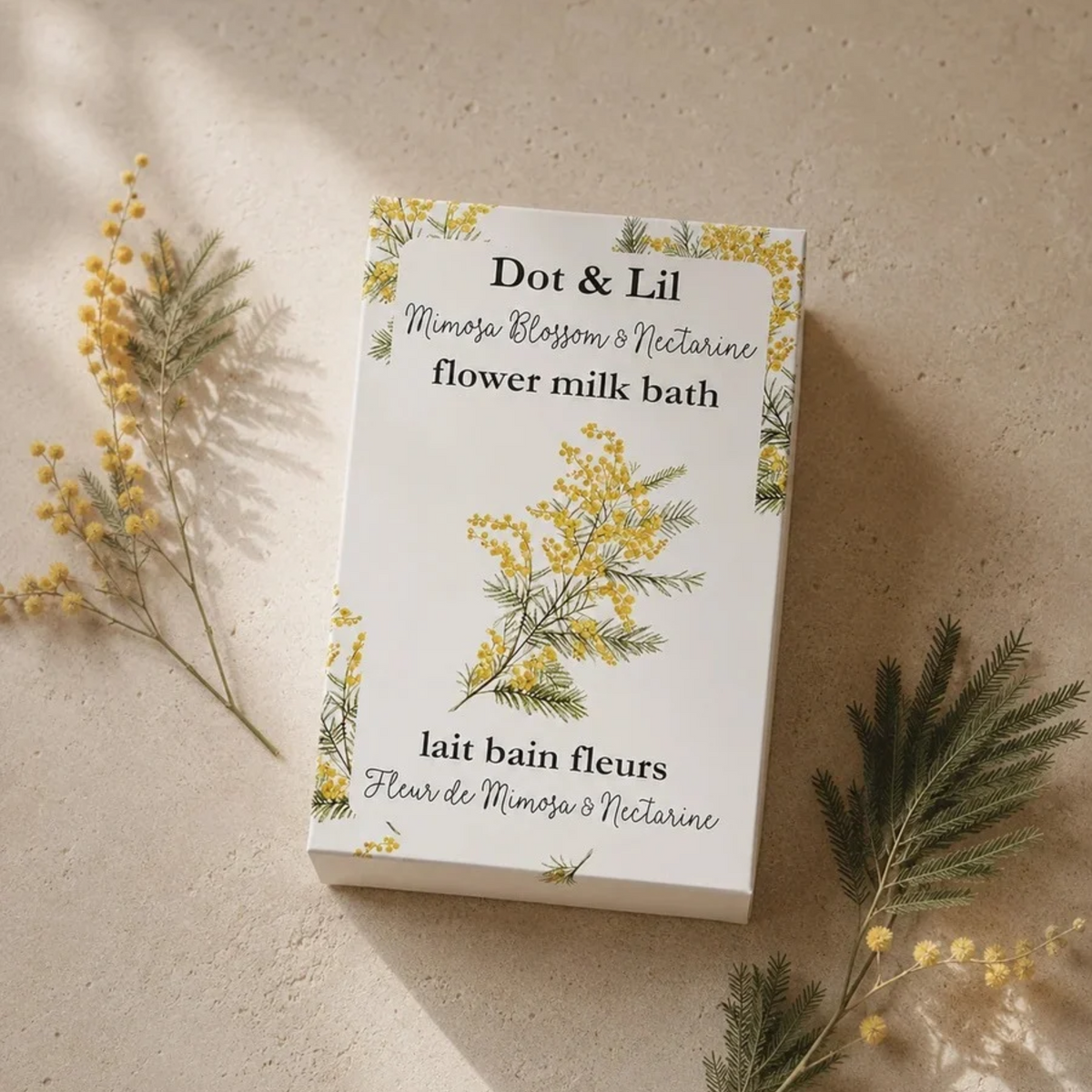 Mimosa Flower and Nectarine Bath Milk Sachet 75 g - Dot & Lil