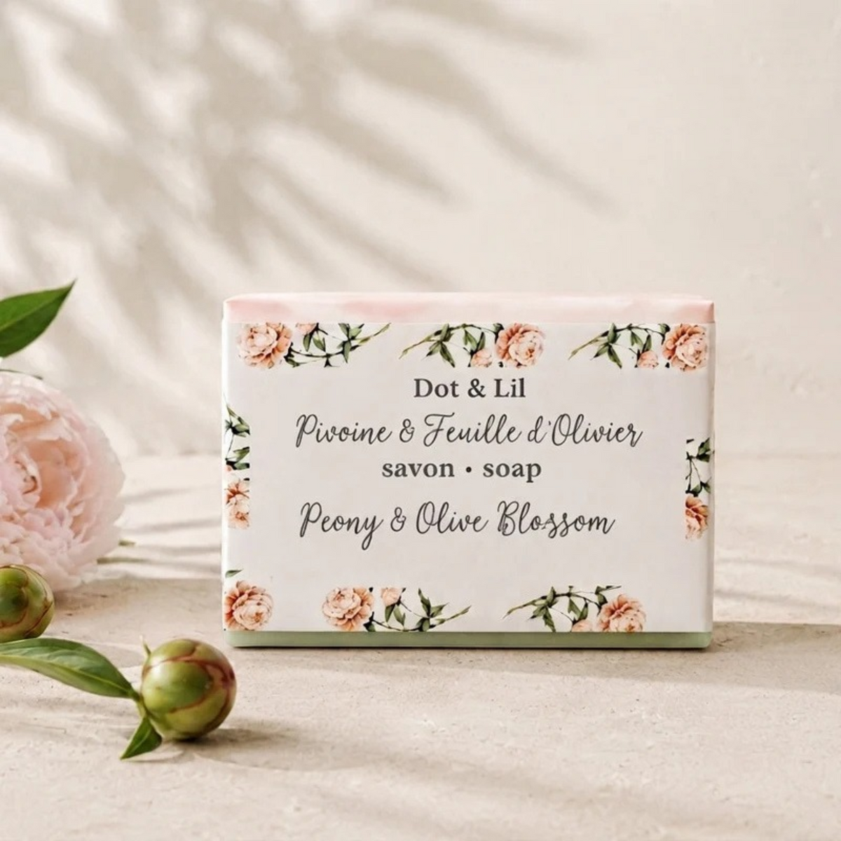Peony and Olive Leaf Bar Soap 128 g - Dot & Lil