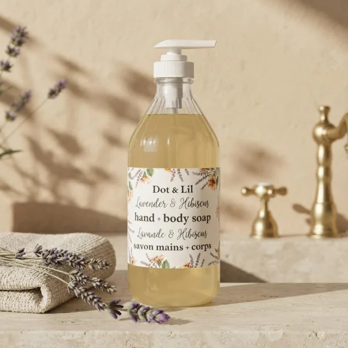 Lavender and Hibiscus Liquid Soap 473 ml - Dot & Lil