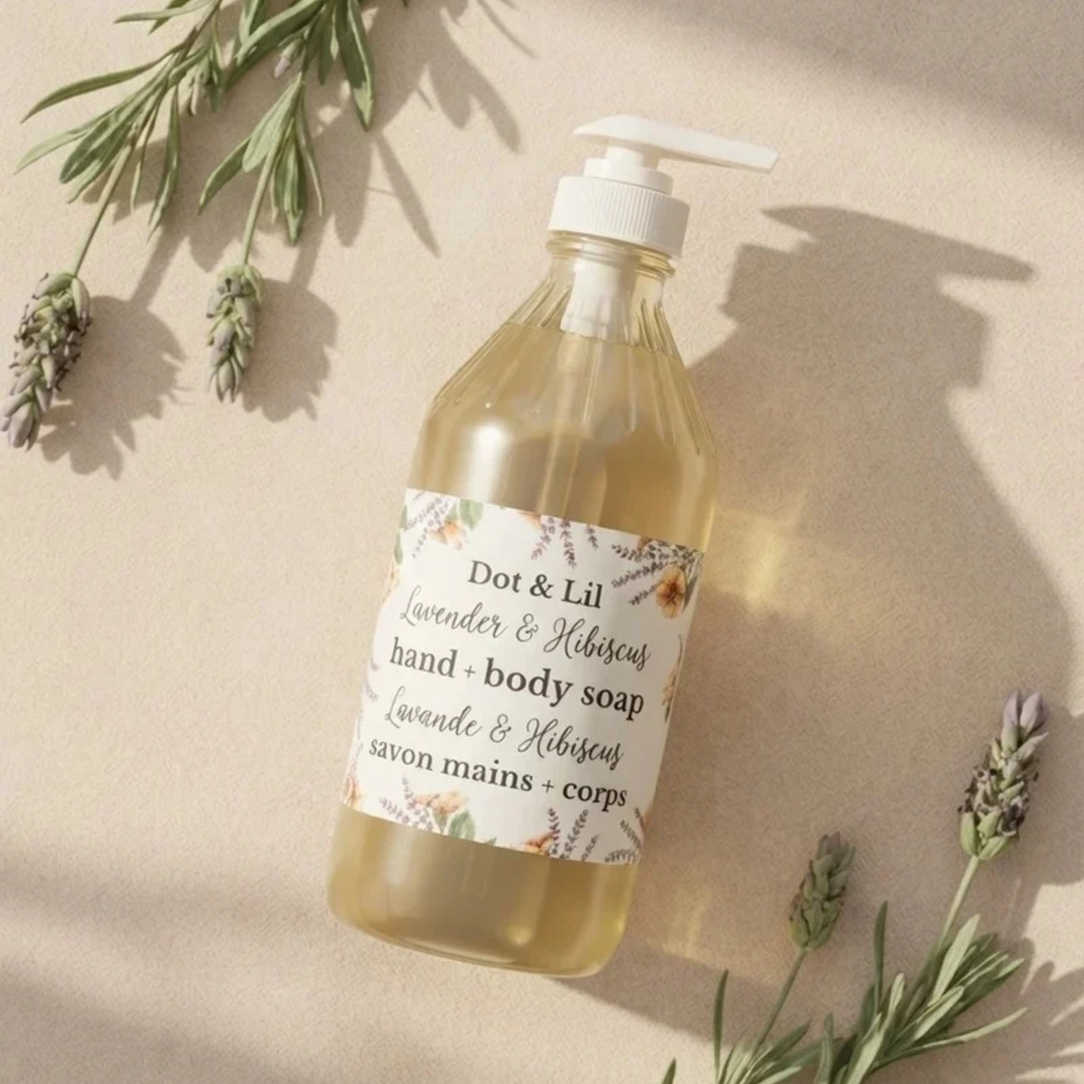 Lavender and Hibiscus Liquid Soap 473 ml - Dot & Lil
