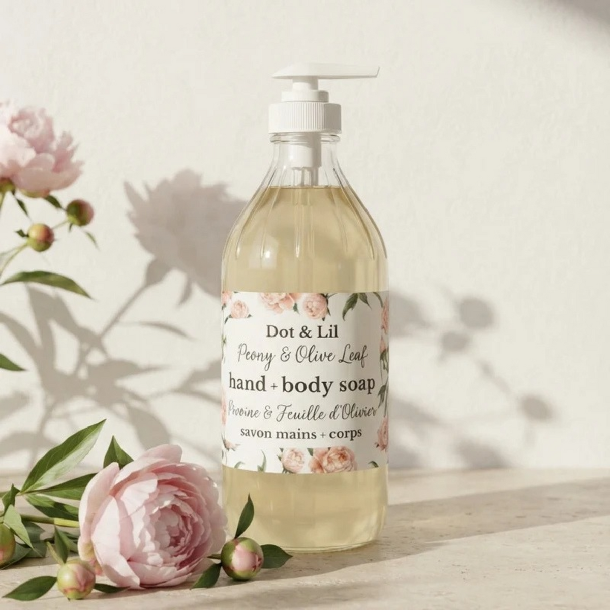 Peony and Olive Blossom Liquid Soap 473 ml - Dot & Lil