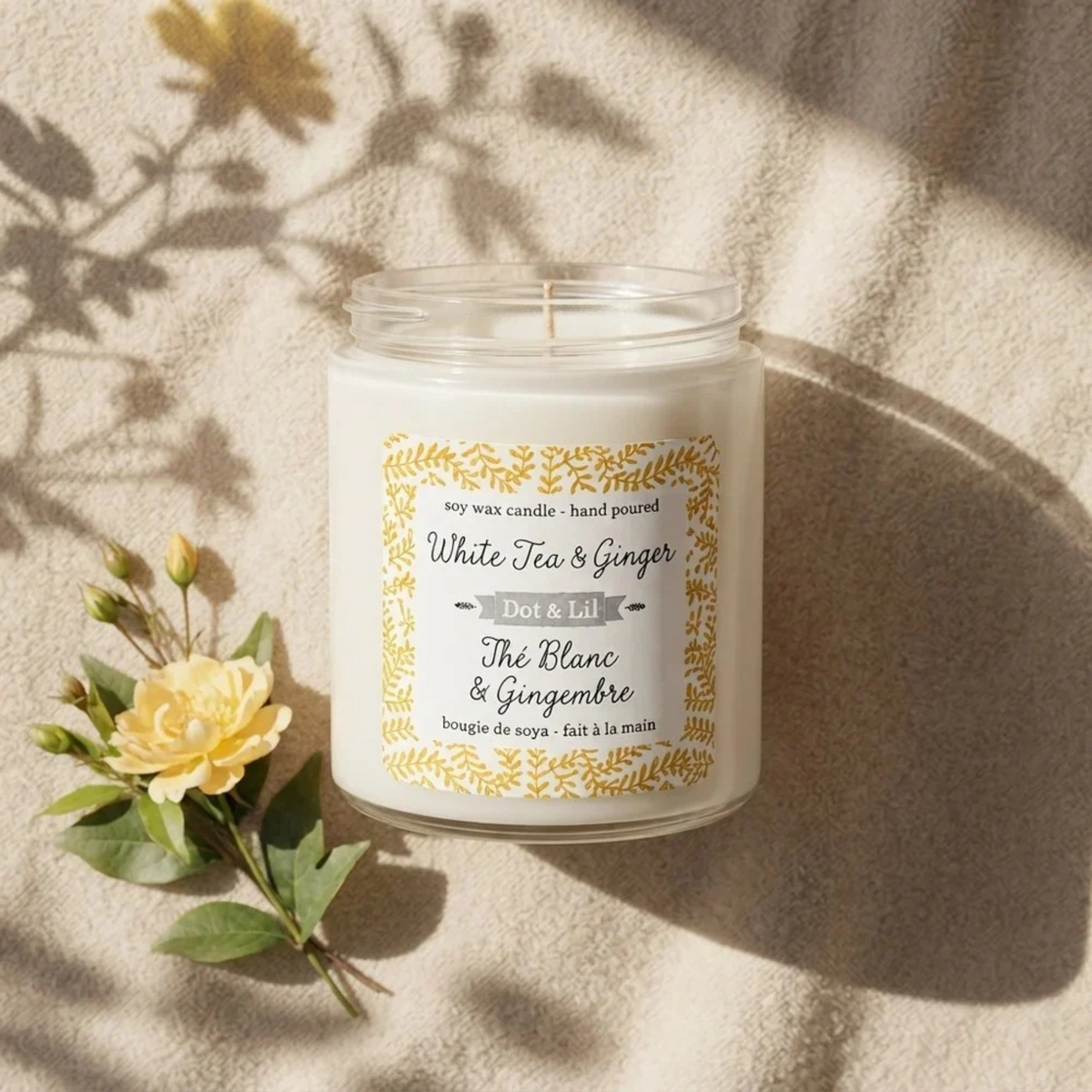 White Tea and Ginger Soy Candle 204 g - Dot & Lil