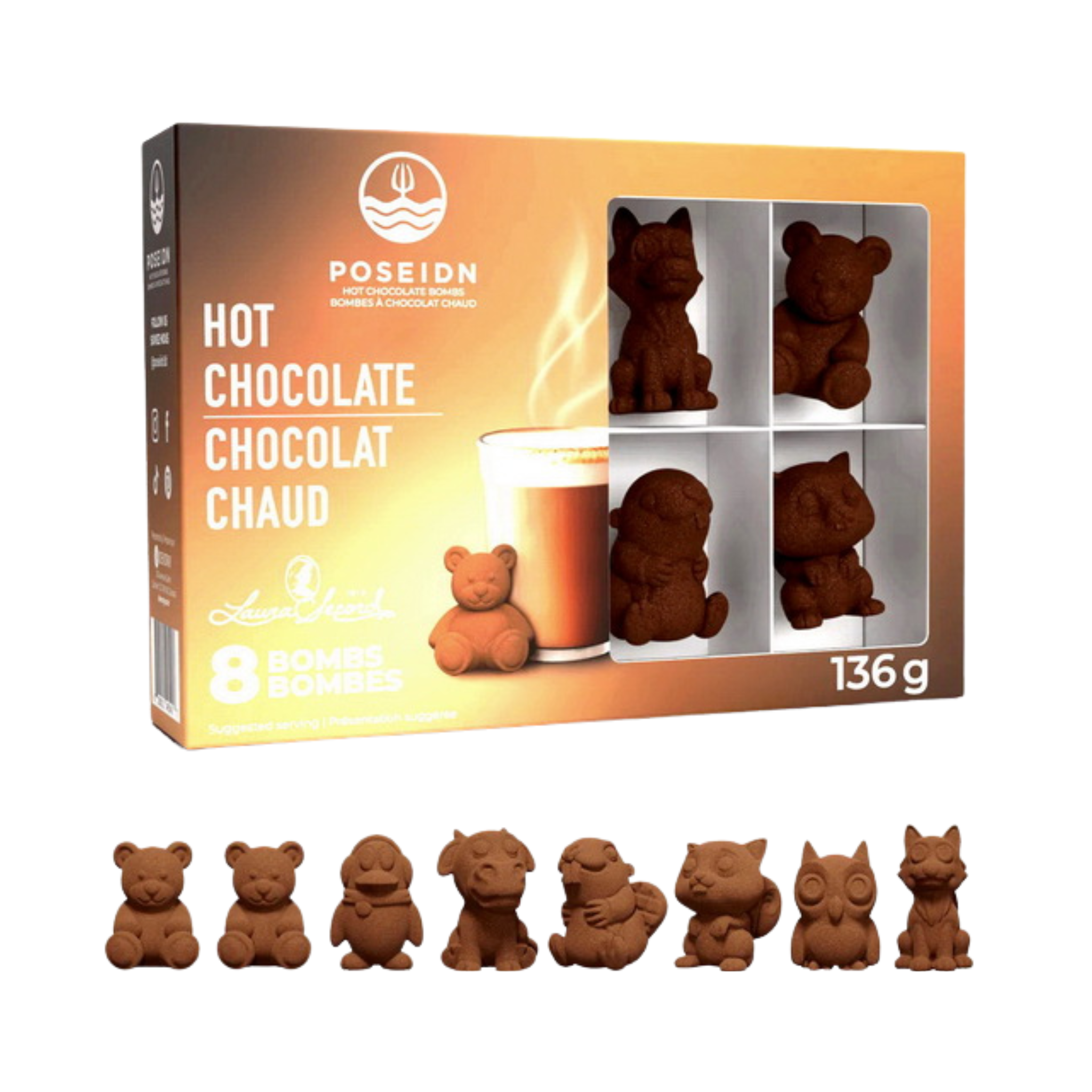 Ensemble de 8 bombes de chocolat chaud Coffret varié - Poseidn