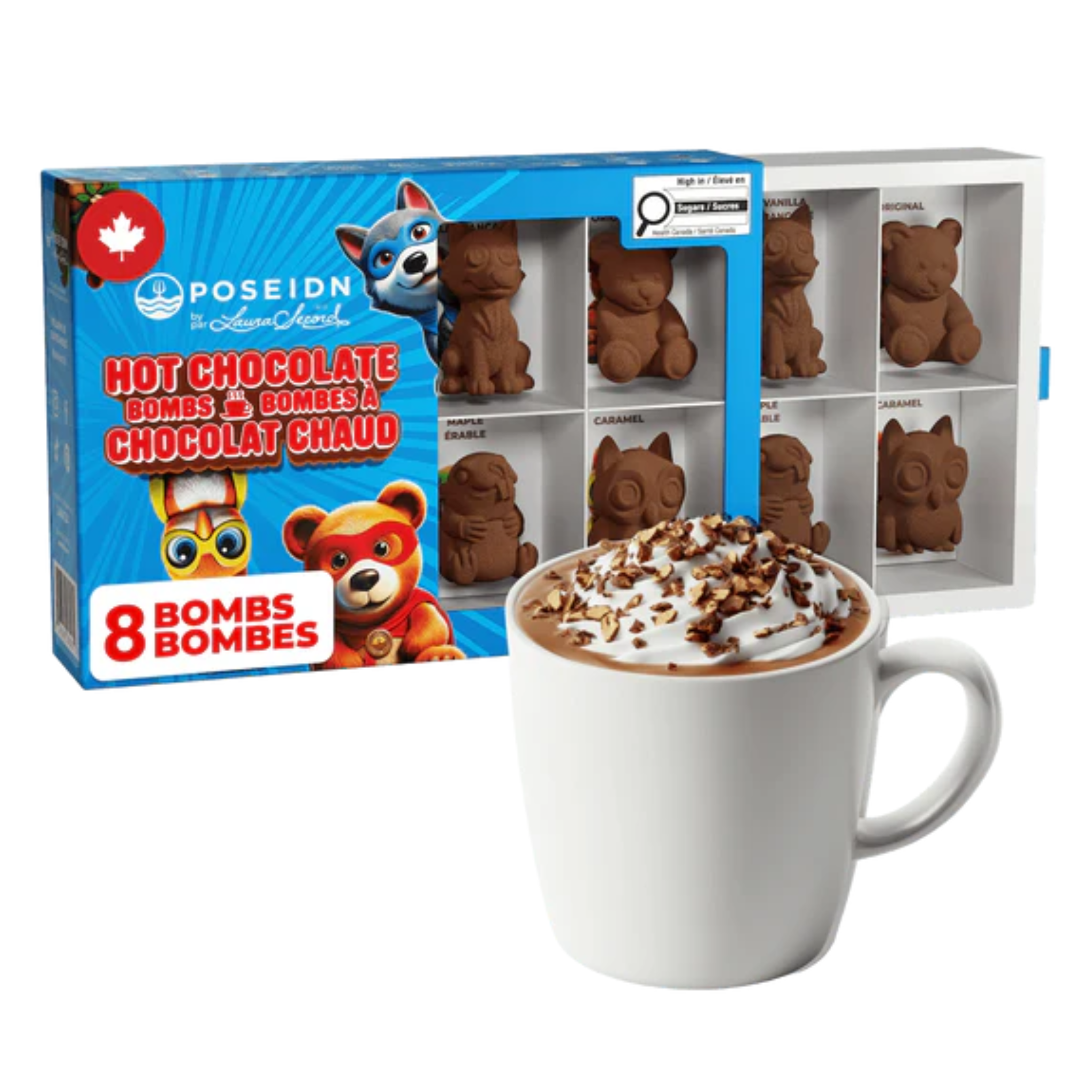 Ensemble de 8 bombes de chocolat chaud Super coffret - Poseidn
