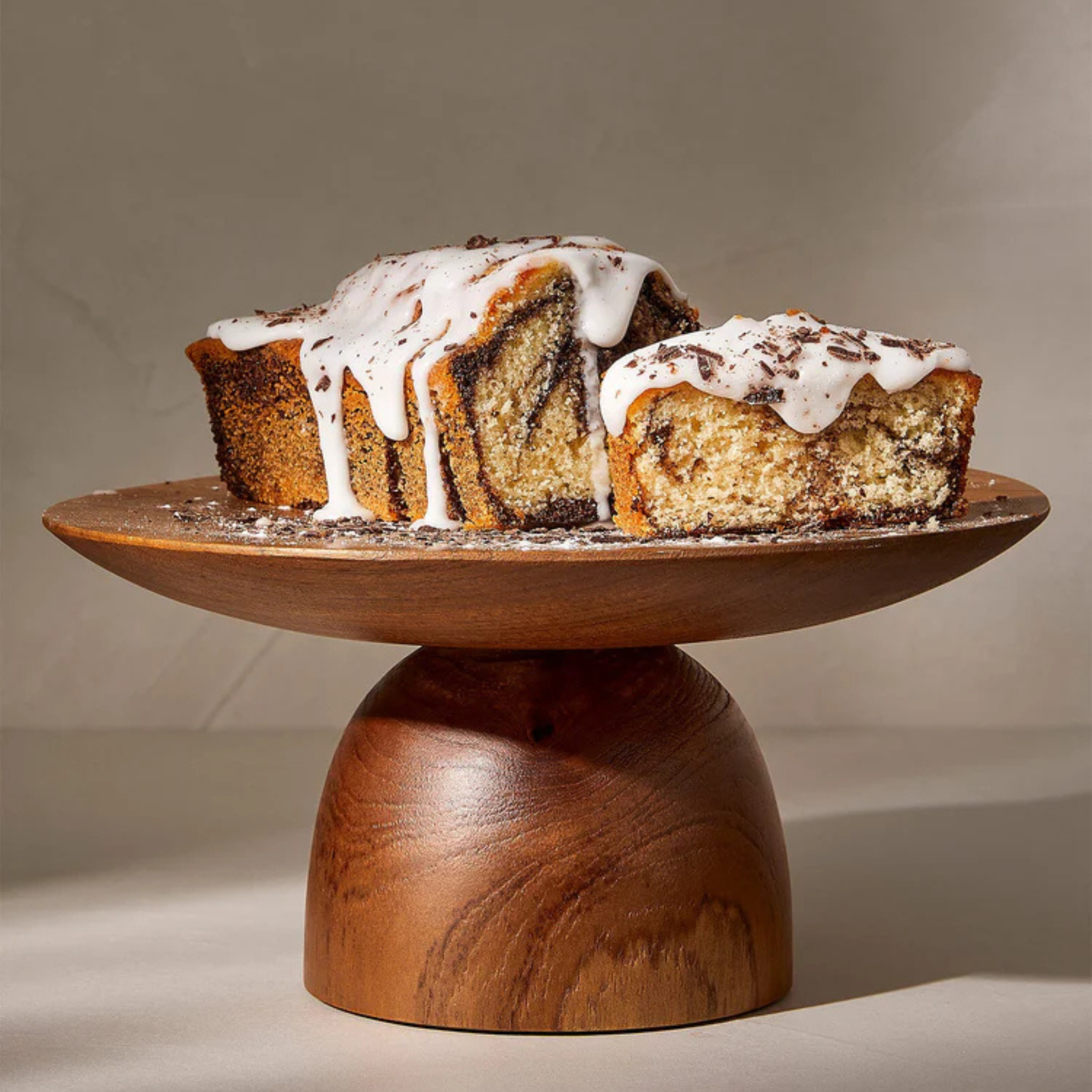 Grand plateau à gâteau en bois de teck - Crusoë