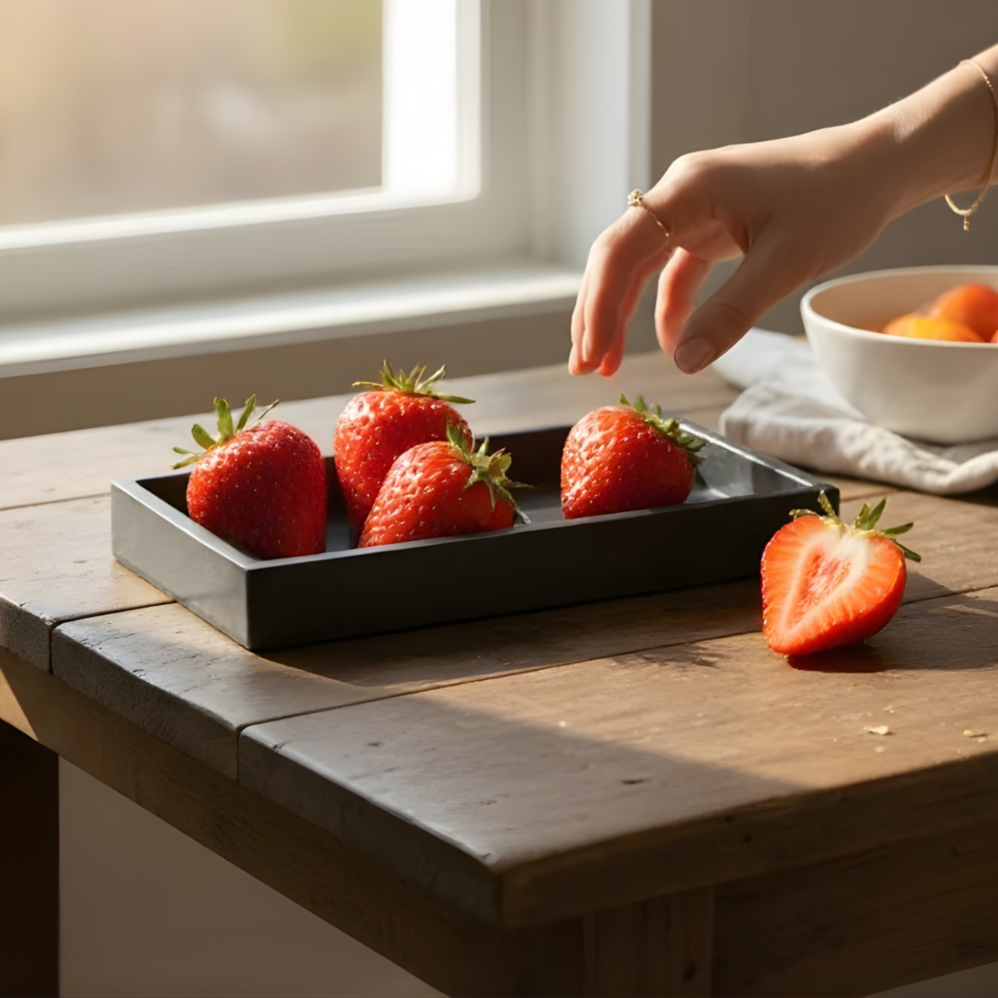 Plateau avec rebord en marbre crème 25 cm - Crusoë