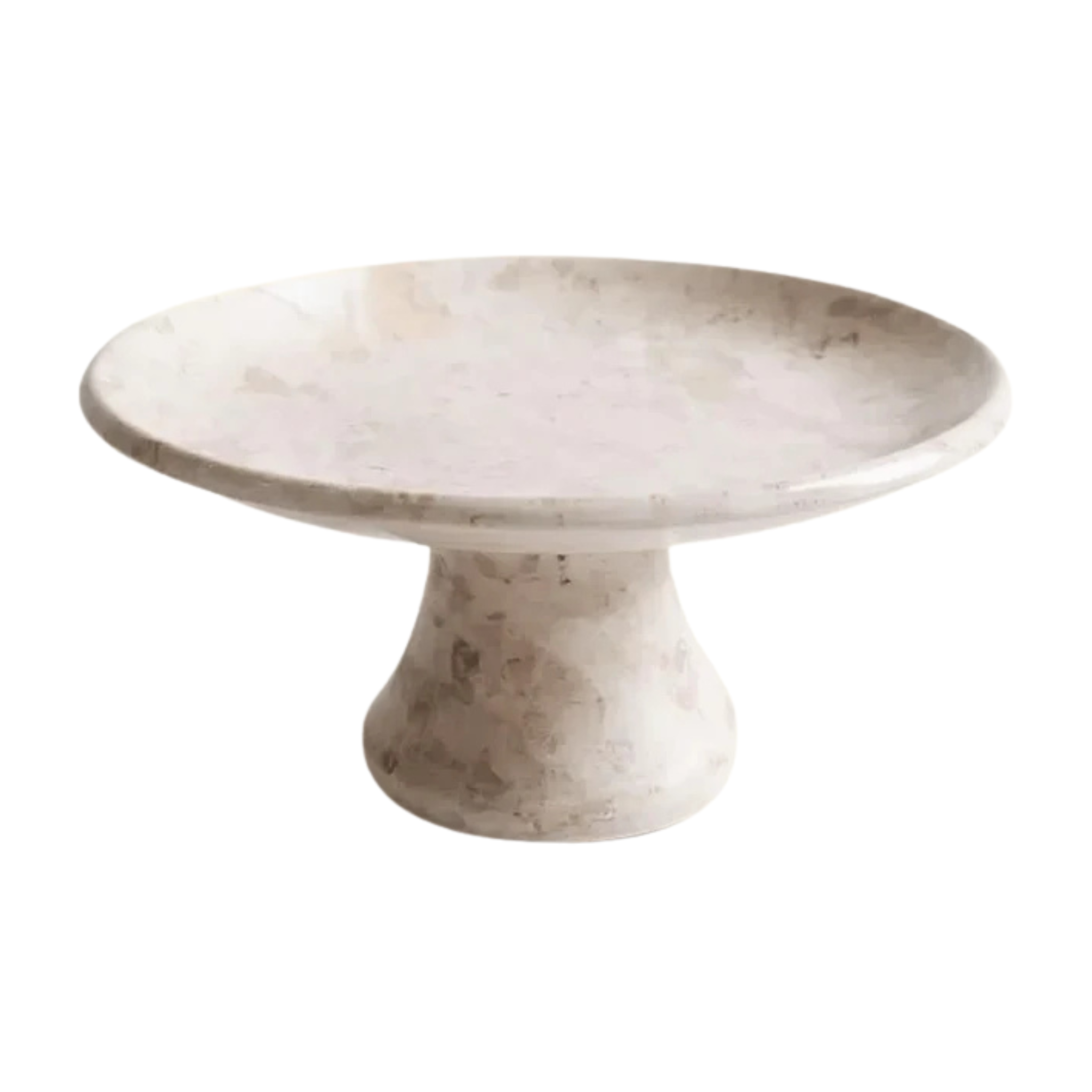 Plateau en marbre sur pied crème 20 cm - Crusoë