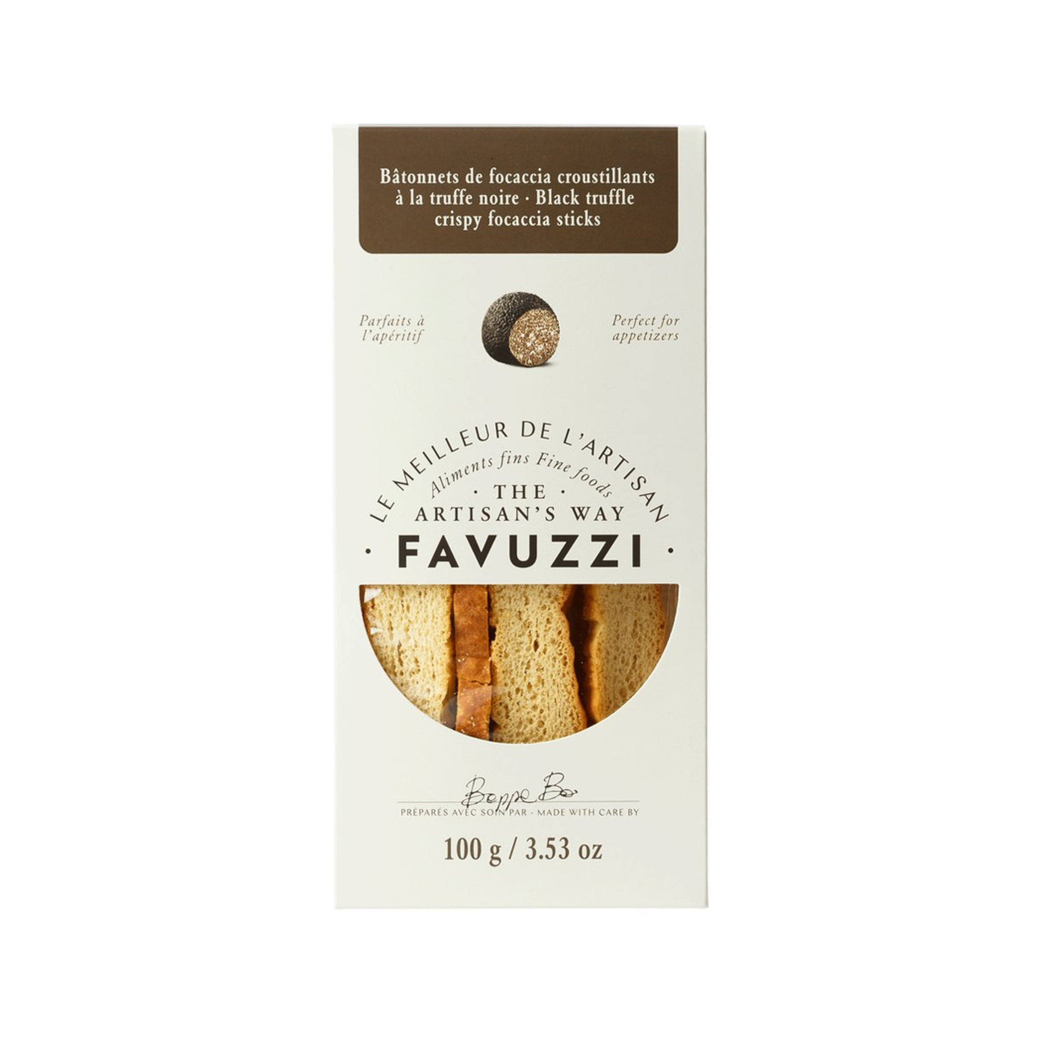 Bâtonnets de focaccia croustillants à la truffe noire - Favuzzi