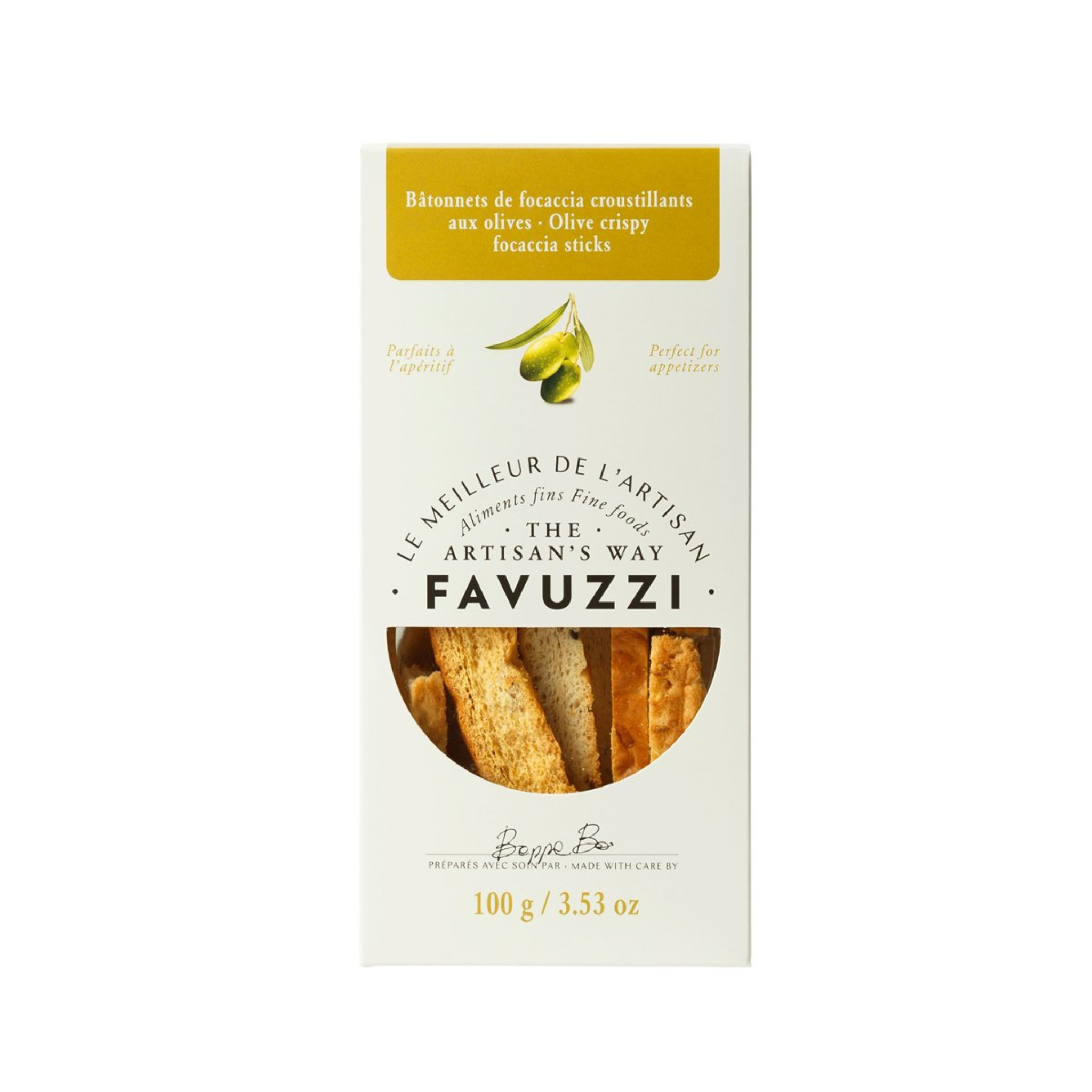 Bâtonnets de focaccia croustillants aux olives - Favuzzi