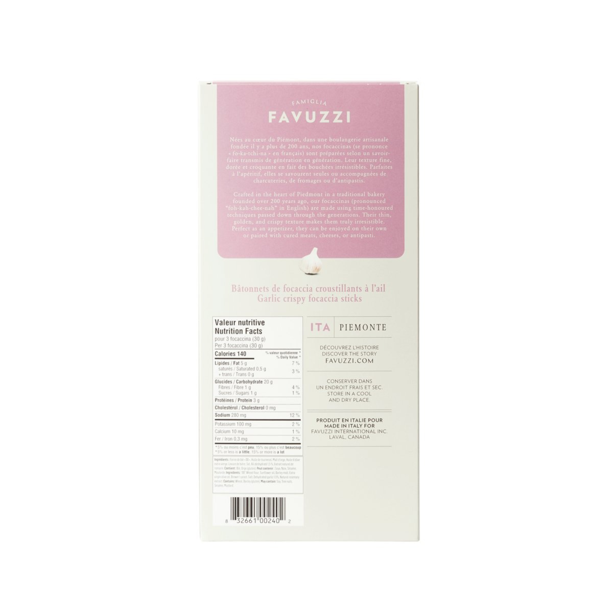 Bâtonnets de focaccia croustillants à l'ail - Favuzzi