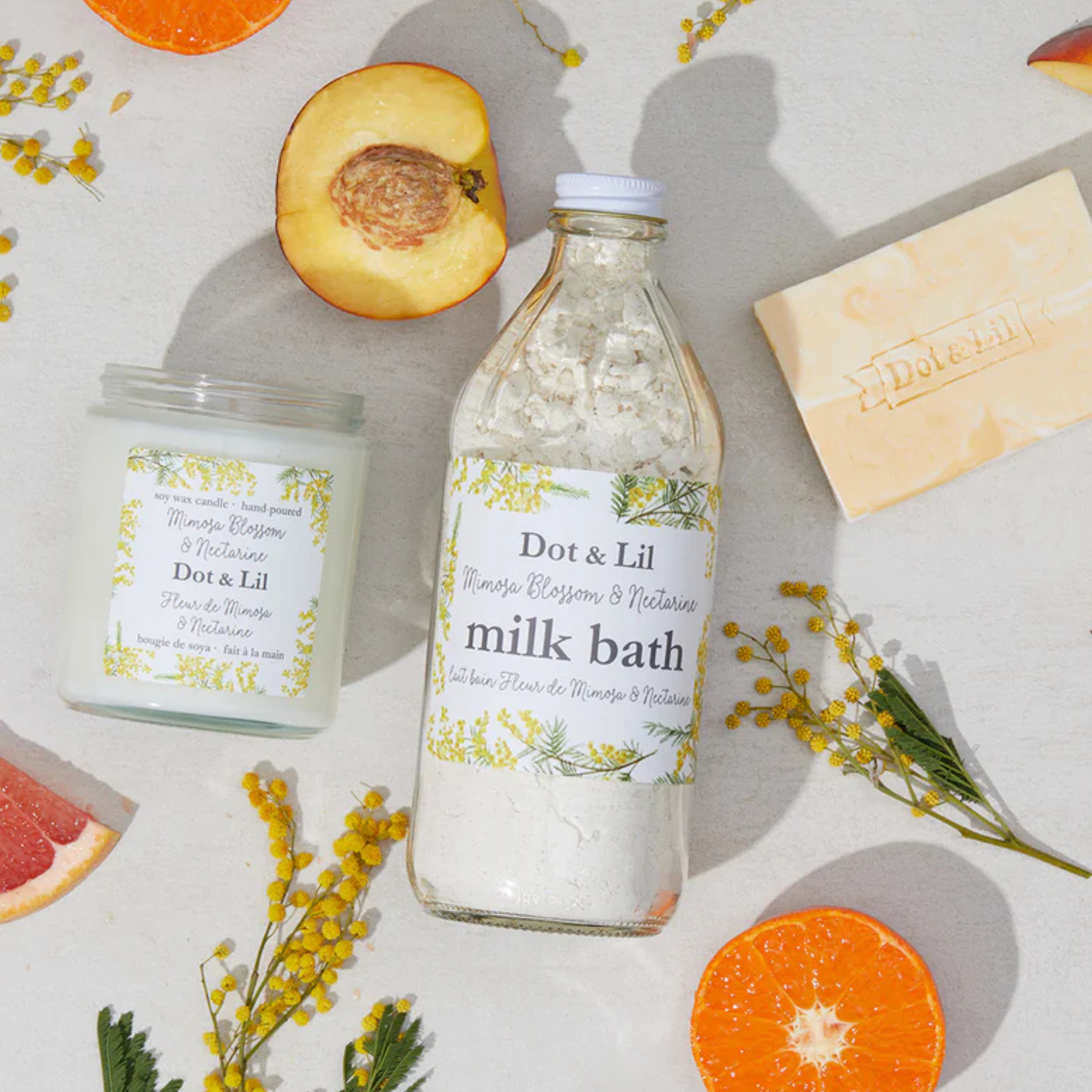 Lait de bain Fleur de mimosa et nectarine - Dot & Lil