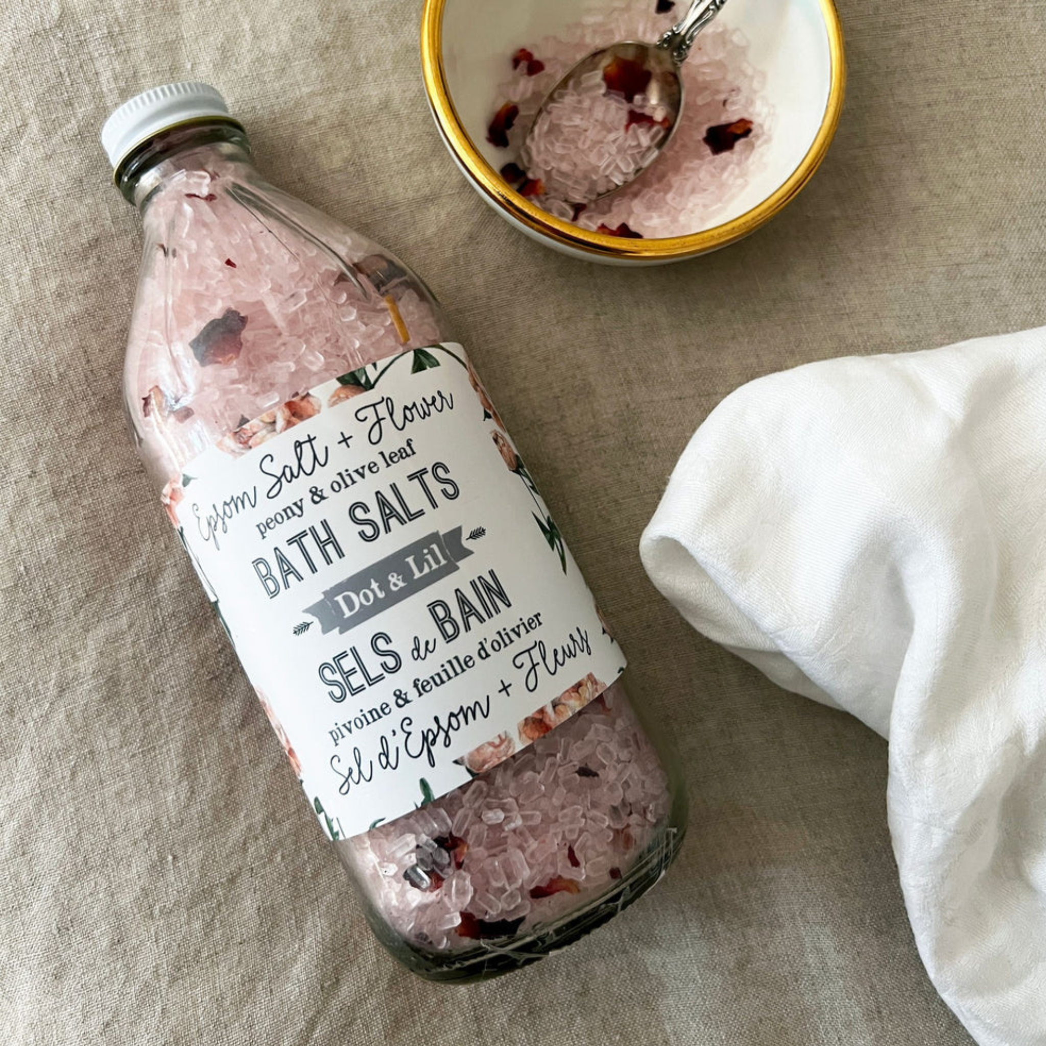 Sel de bain Pivoine & feuille d'olivier - Dot & Lil