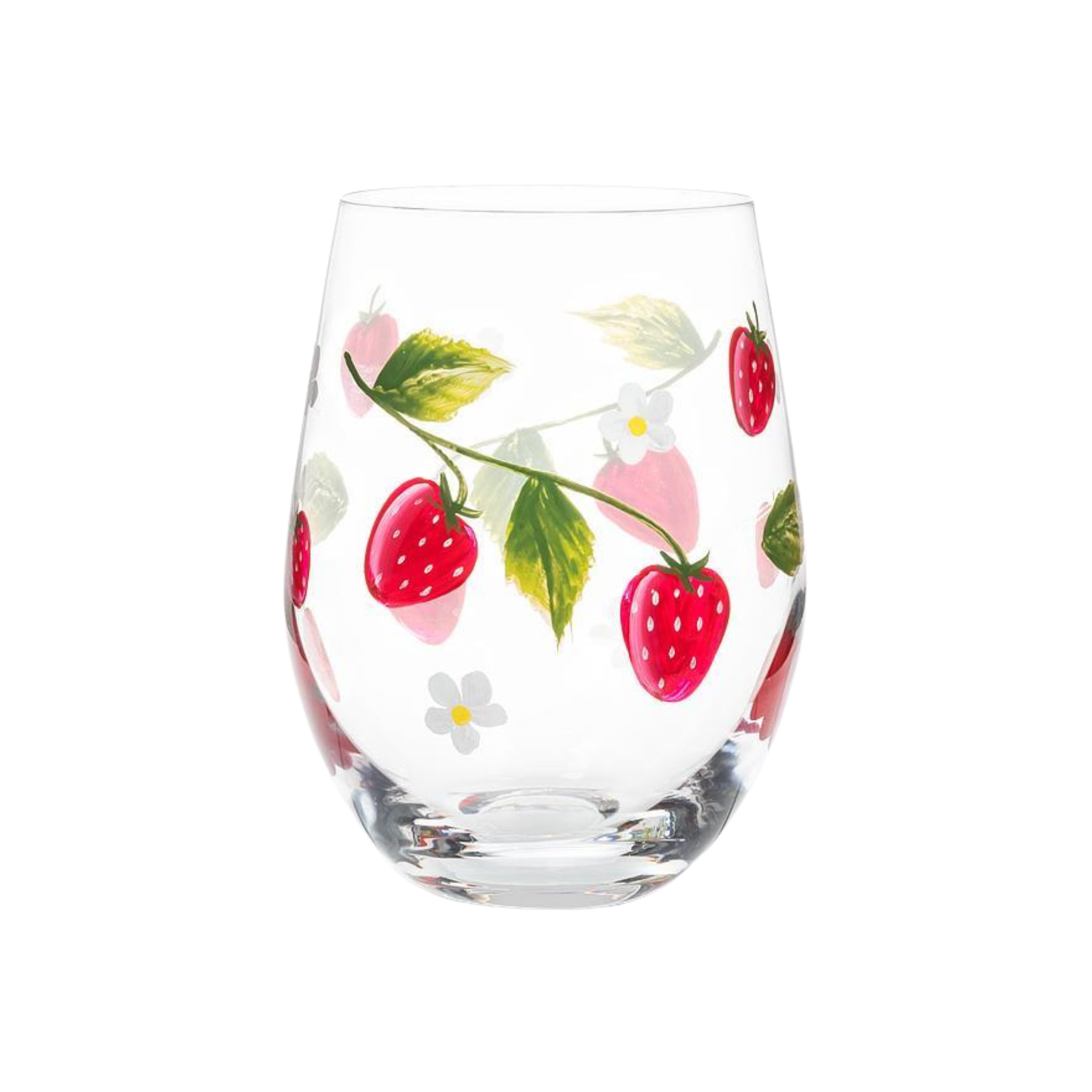 Verre à vin avec fraises et fleurs 530 ml