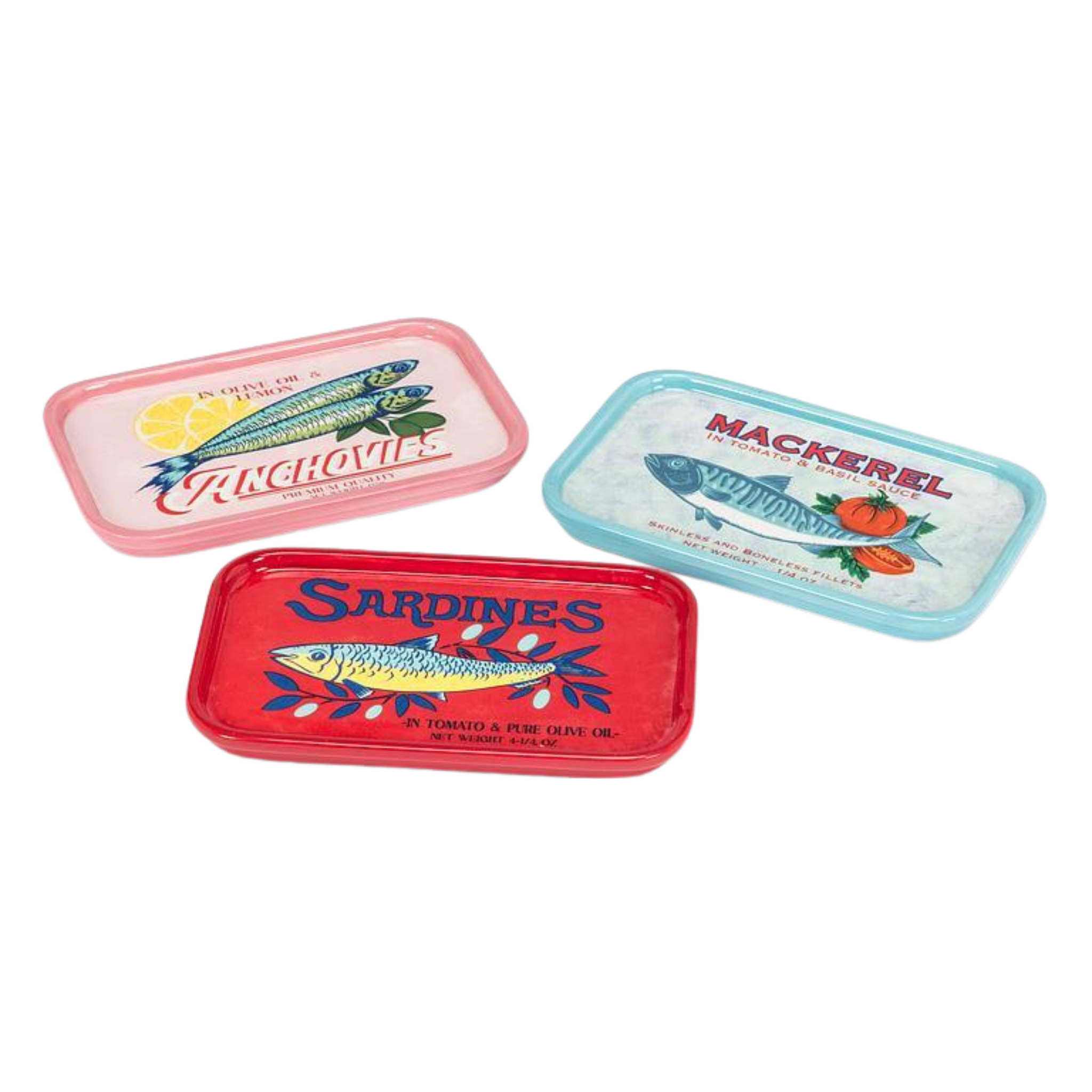 Set of 3 rectangular sardine plates