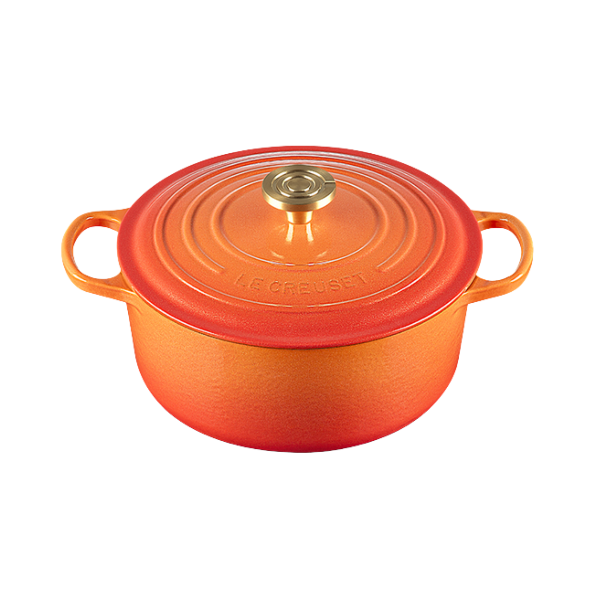 Le Creuset cocotte ronde Flamme Dorée 5,3 L en fonte émaillée, compatible induction, durable et adaptée à diverses cuissons