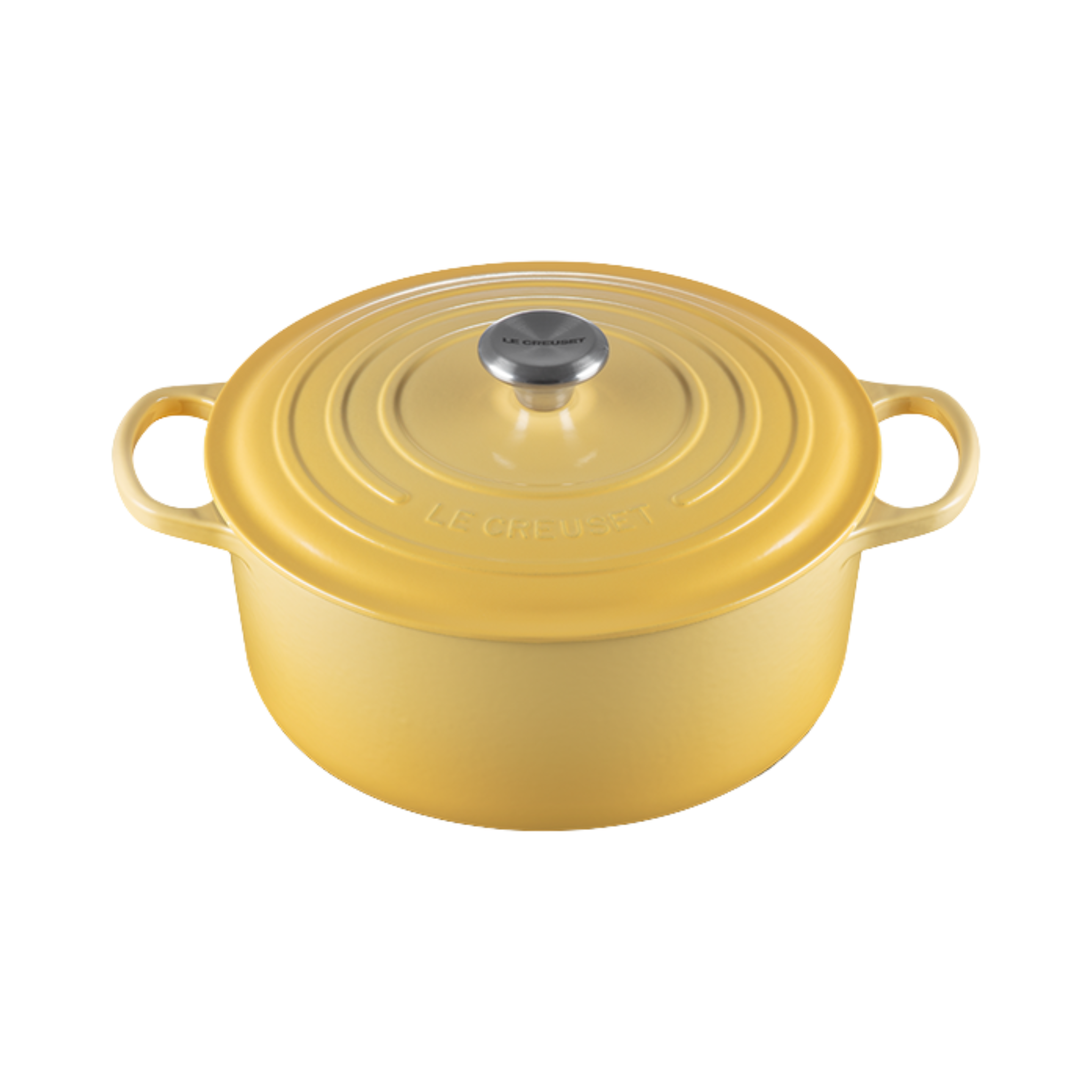 Cocotte ronde Le Creuset en fonte émaillée couleur Camomille 4,1 L idéale pour mijotés et cuisson uniforme