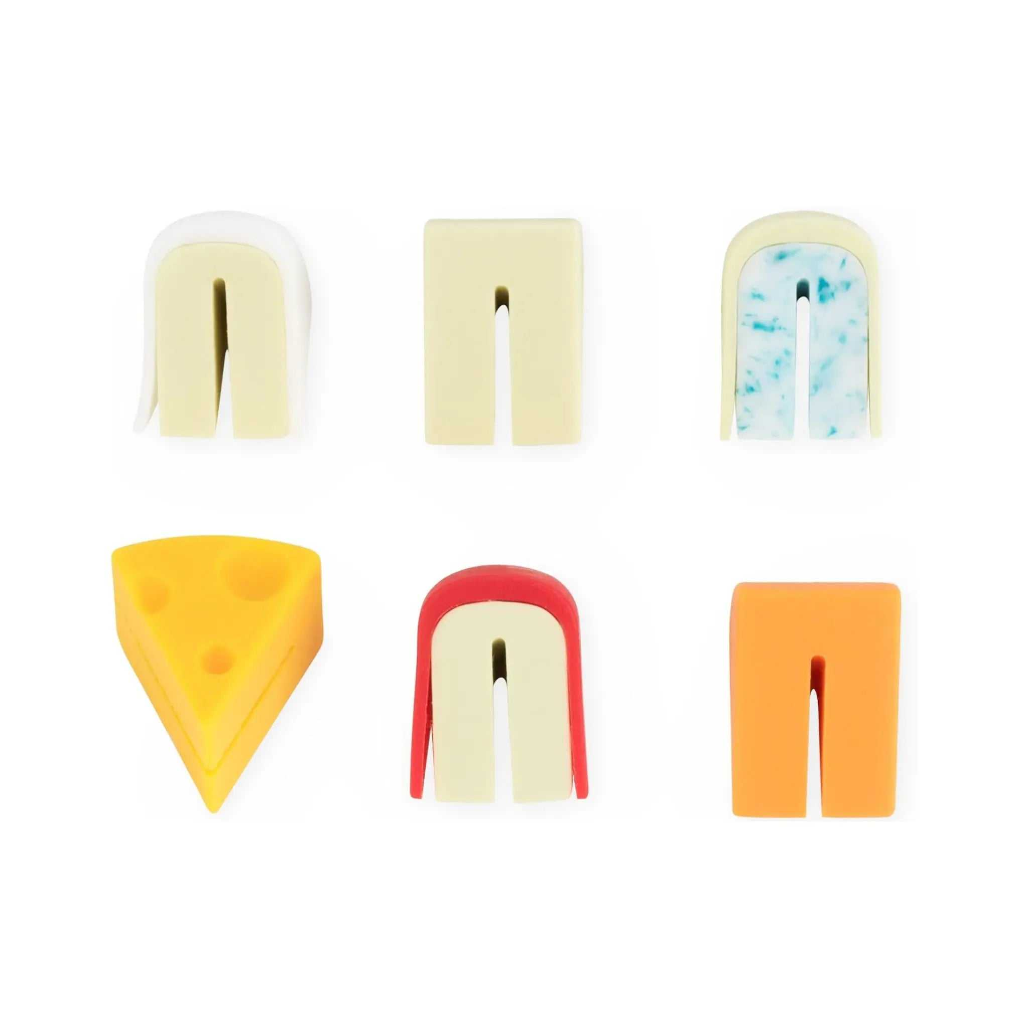 Ensemble de 6 marqueurs à vin en forme de fromages en silicone alimentaire pour verres à vin