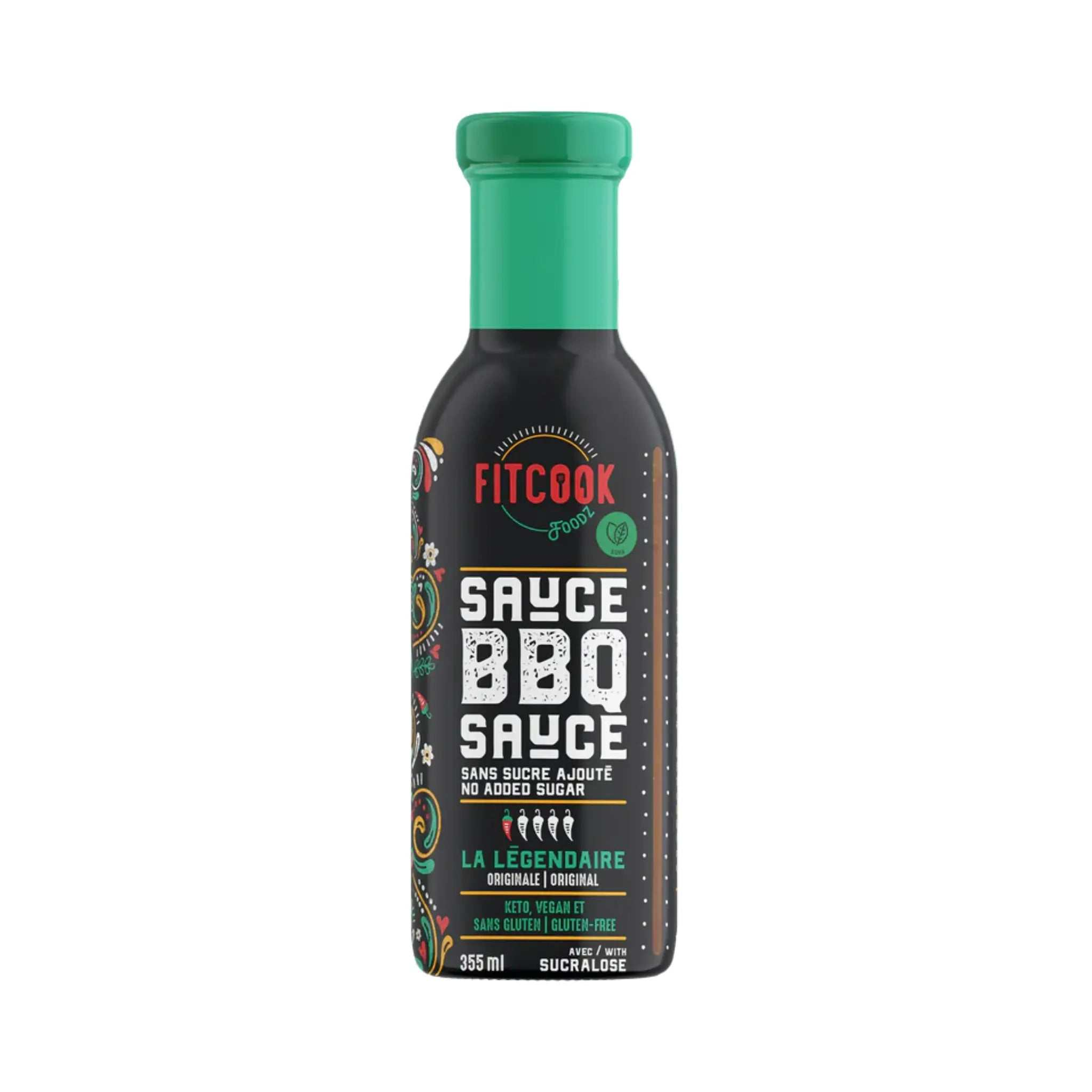 Bouteille de Sauce BBQ La Légendaire 355 ml Le Fit Cook sans sucre ajouté pour viandes et plats végétariens