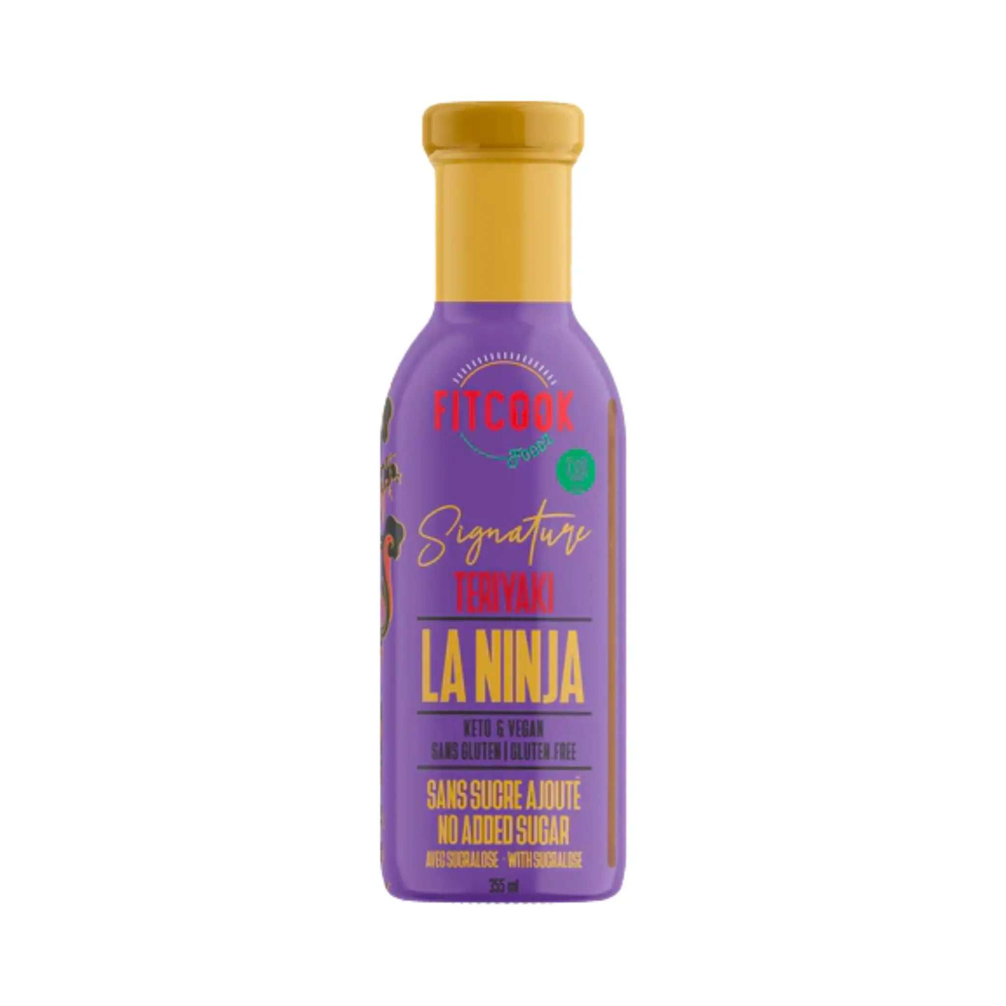 Bouteille de Sauce teriyaki La Ninja 355 ml du Fit Cook avec étiquette asiatique