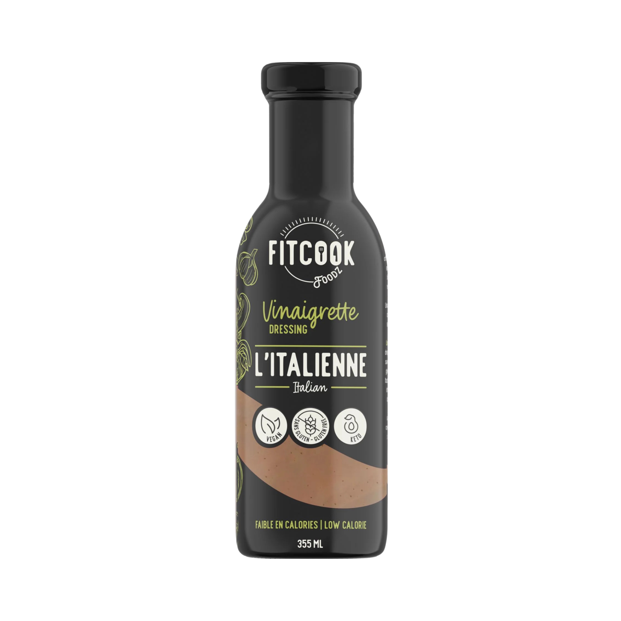 Bouteille de vinaigrette L'Italienne 355 ml Le Fit Cook, vegan et sans gluten