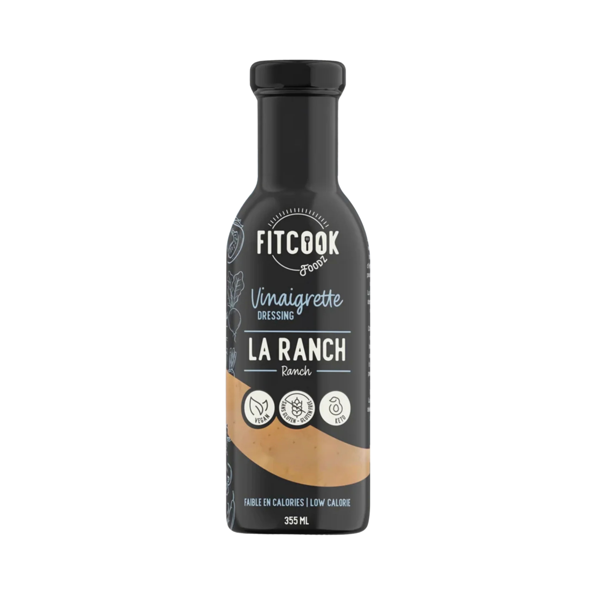 Vinaigrette La Ranch 355 ml bottle, creamy vegan ranch dressing for salads and wraps