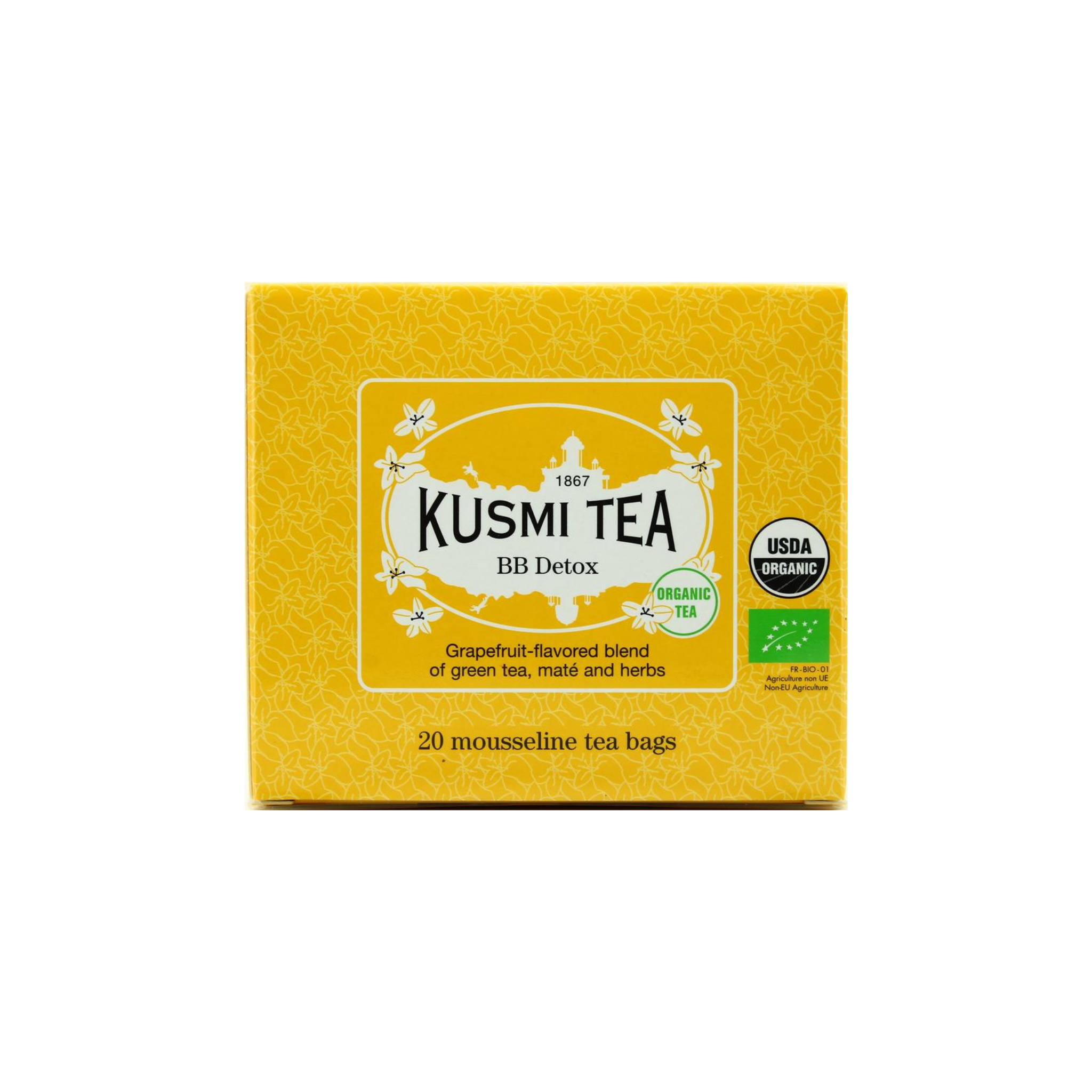 boîte de thé bio BB Detox Kusmi Tea 20 sachets vue complète