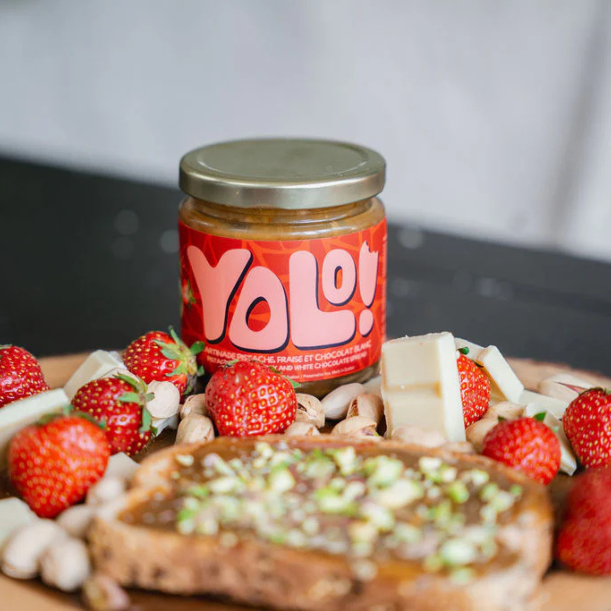Tartinade pistache, fraise et chocolat blanc 250 g - Yolo!
