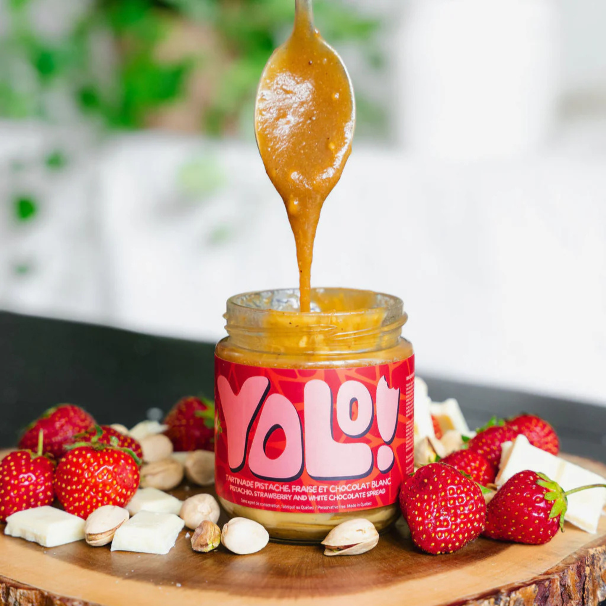 Tartinade pistache, fraise et chocolat blanc 250 g - Yolo! Yolo!