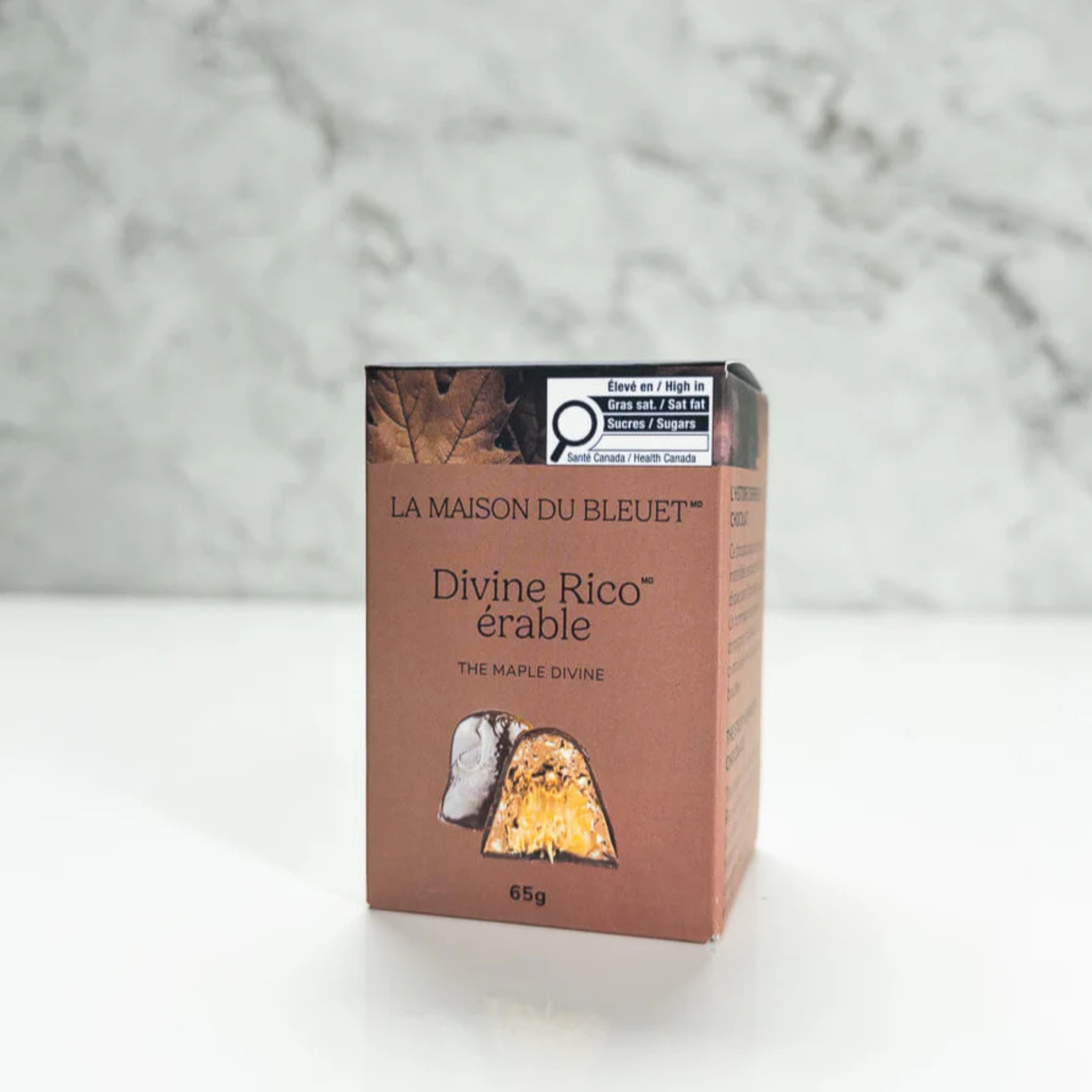 Chocolat Divine à l'érable 65 g avec ganache et praliné au sucre d'érable québécois