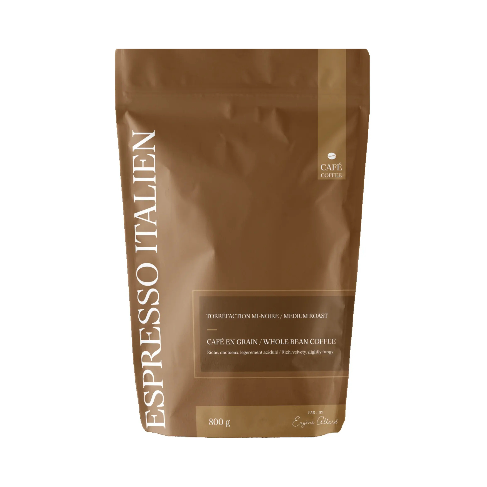 Café en grains Espresso Italien Eugène Allard paquet 800 g torréfaction mi-noire