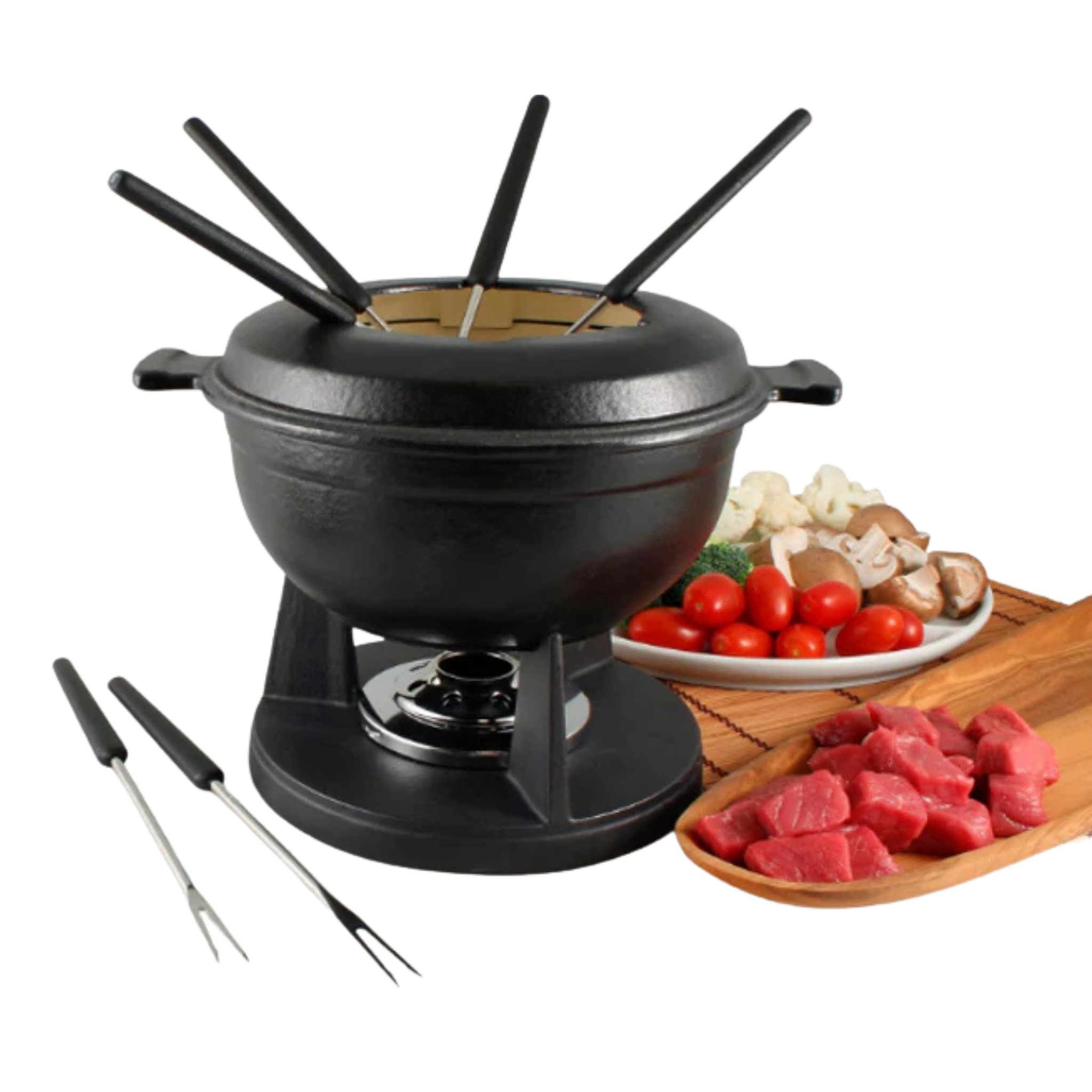 Ensemble à fondue Lucerne en fonte émaillée noire Swissmar 1,6 L élégant et durable