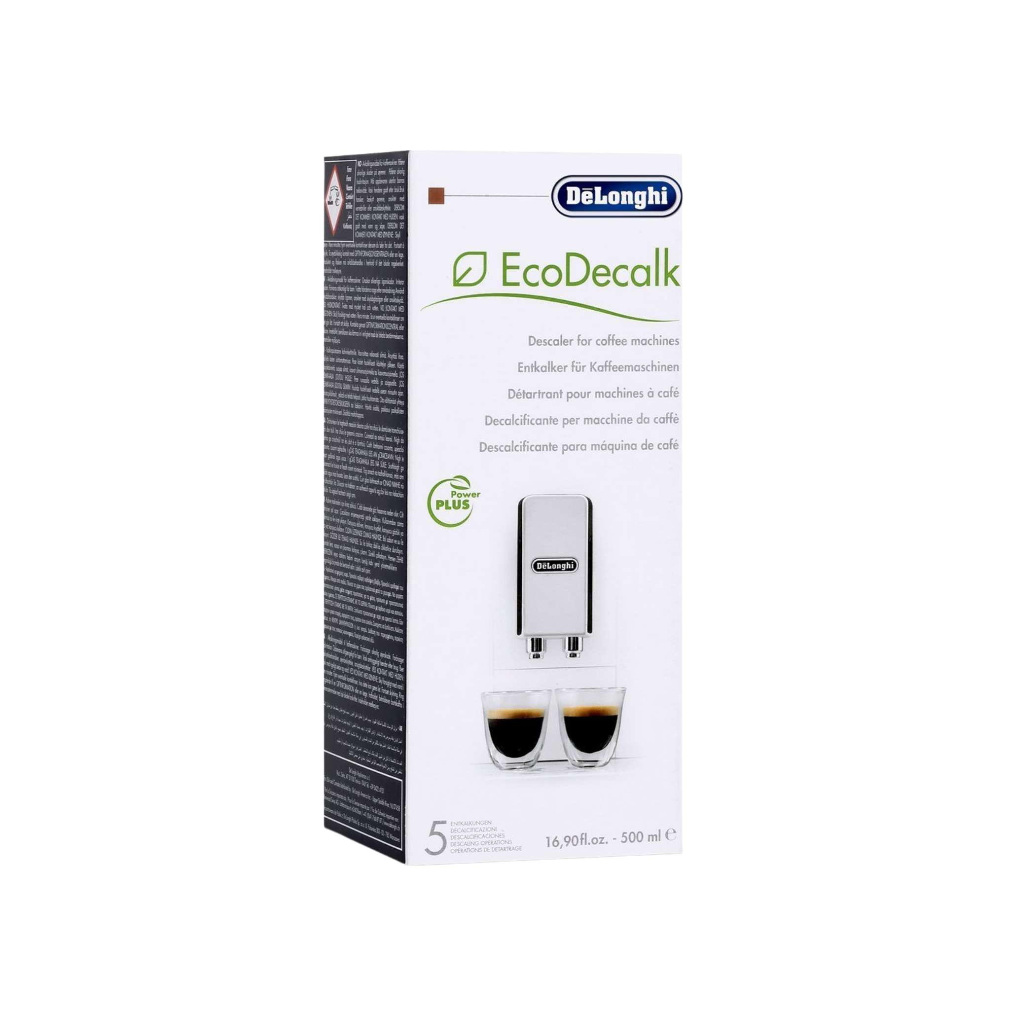 Bouteille de 500 ml de détartrant EcoDecalk pour machines espresso De’Longhi écologique et naturel