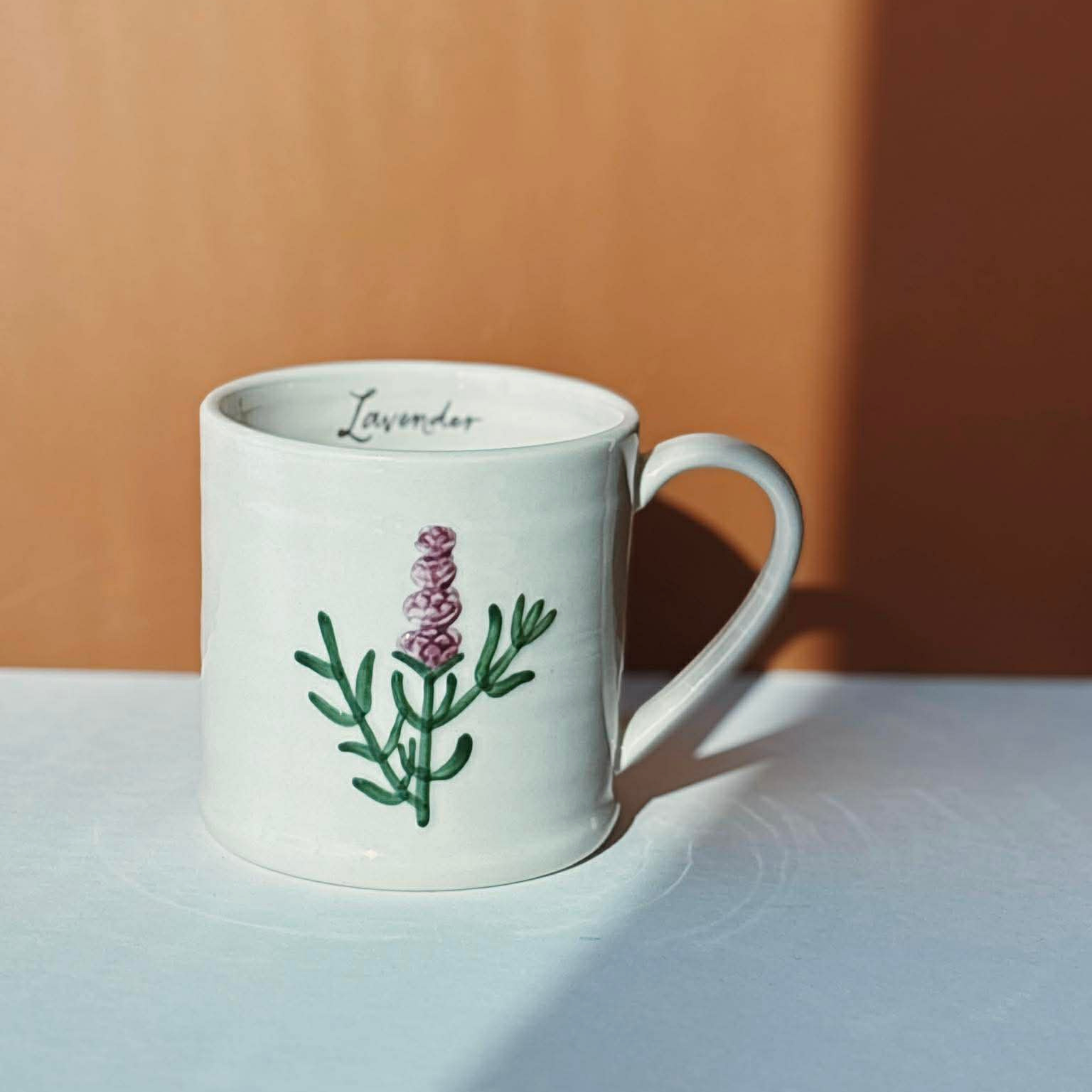 Stoneware mug with embossed lavender design, 473 ml - Danica