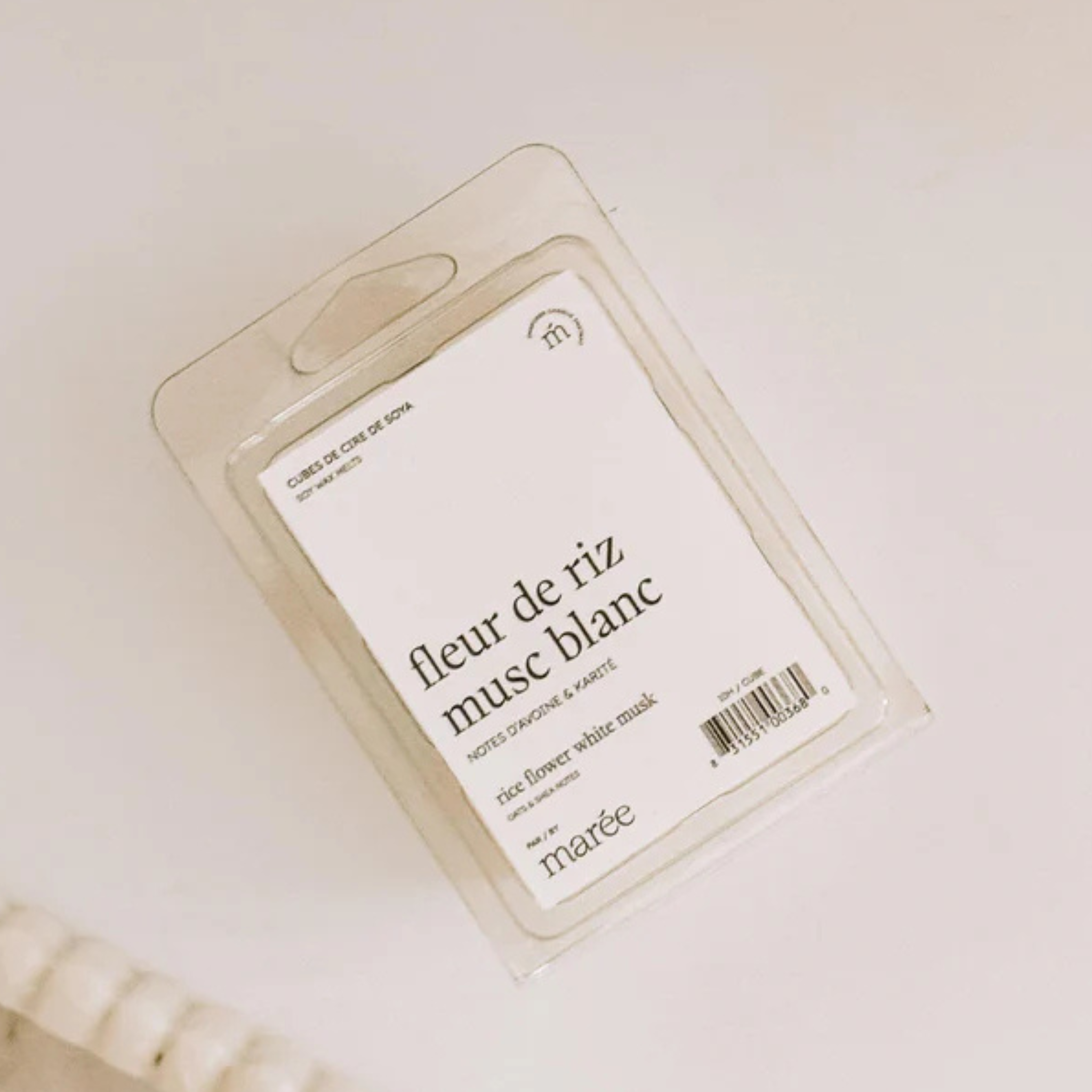 Cubes de cire de soya fleur de riz et musc blanc pour ambiance apaisante Marée Chandelles