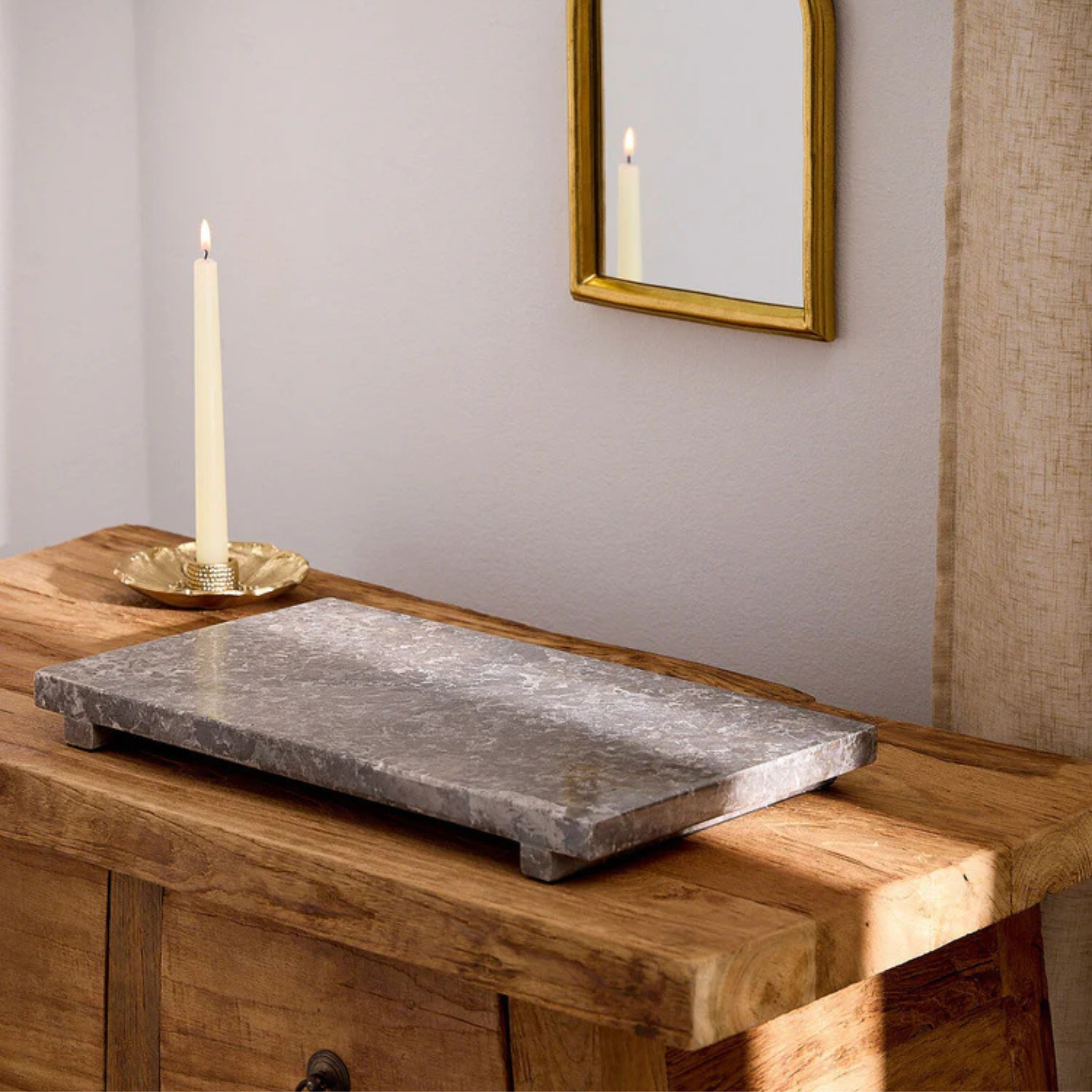 Large grey marble tray 43 cm - Crusoe