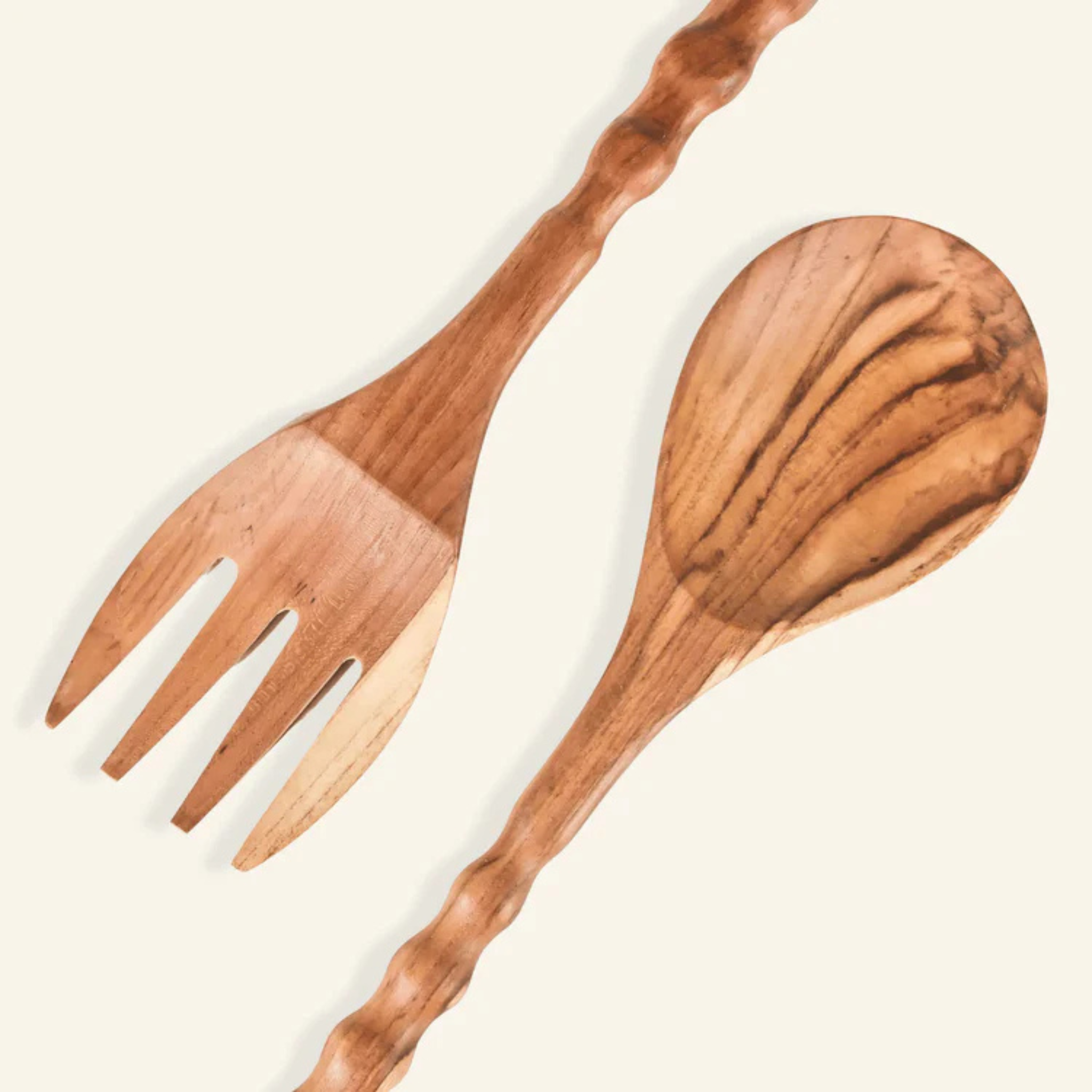 Crusoe Teak Wood Salad Fork and Spoon Set