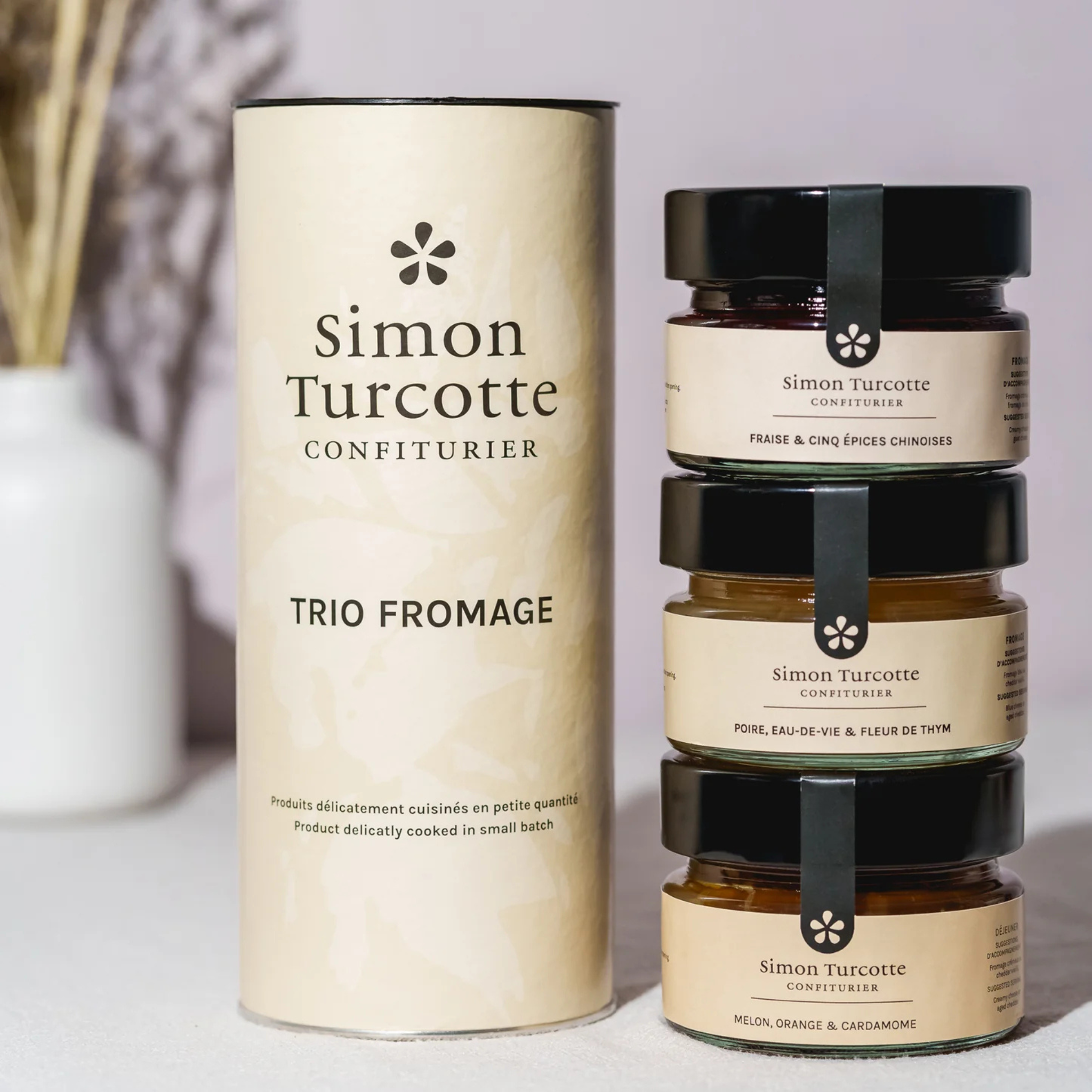 Trio de confitures artisanales 125 ml Simon Turcotte pour fromages et apéritifs