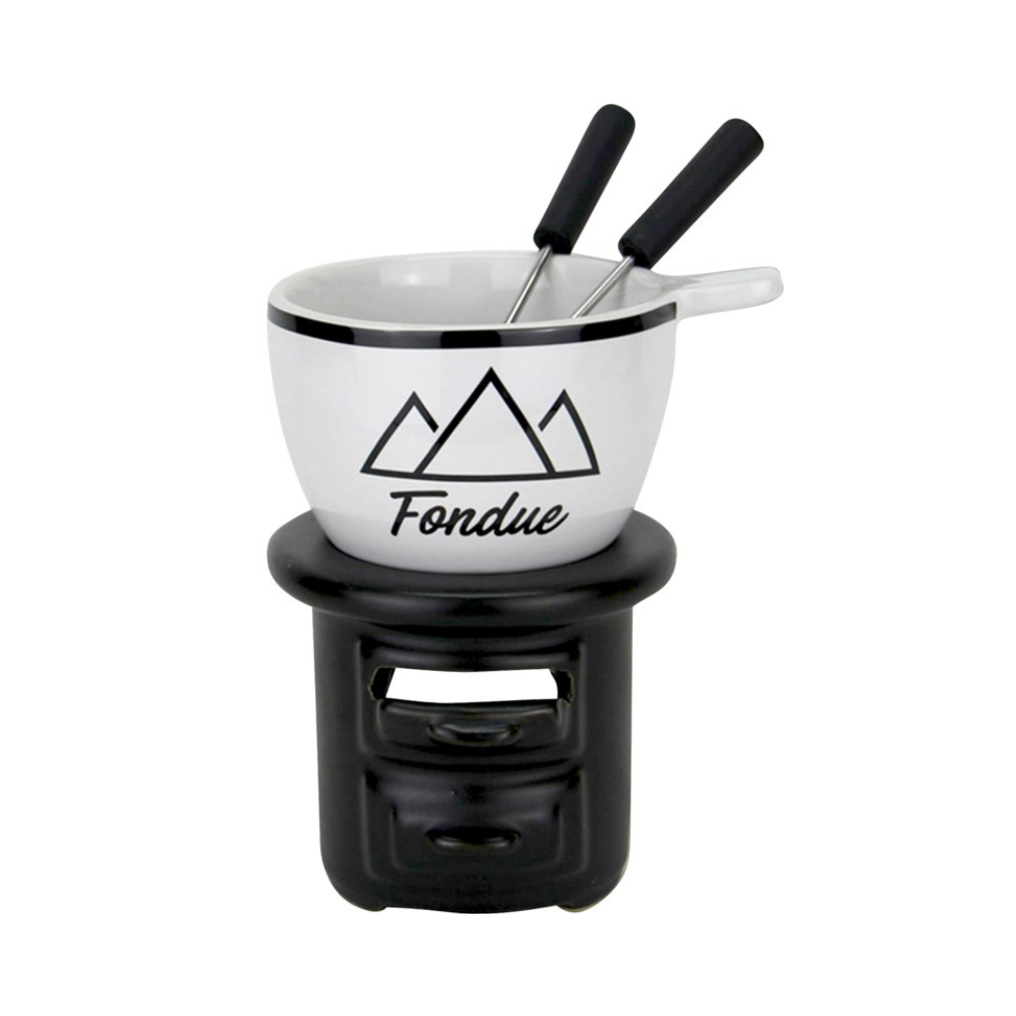 Ensemble à fondue avec base noire 12,5 cm 