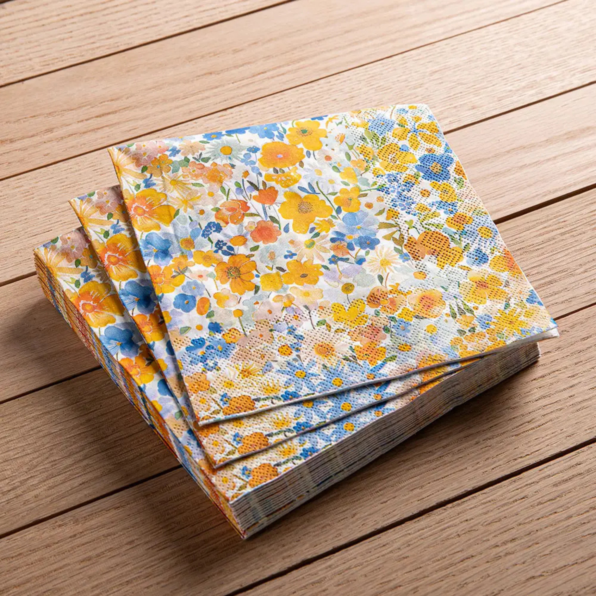 Ensemble de 20 serviettes en papier Printemps Floral jaune 
