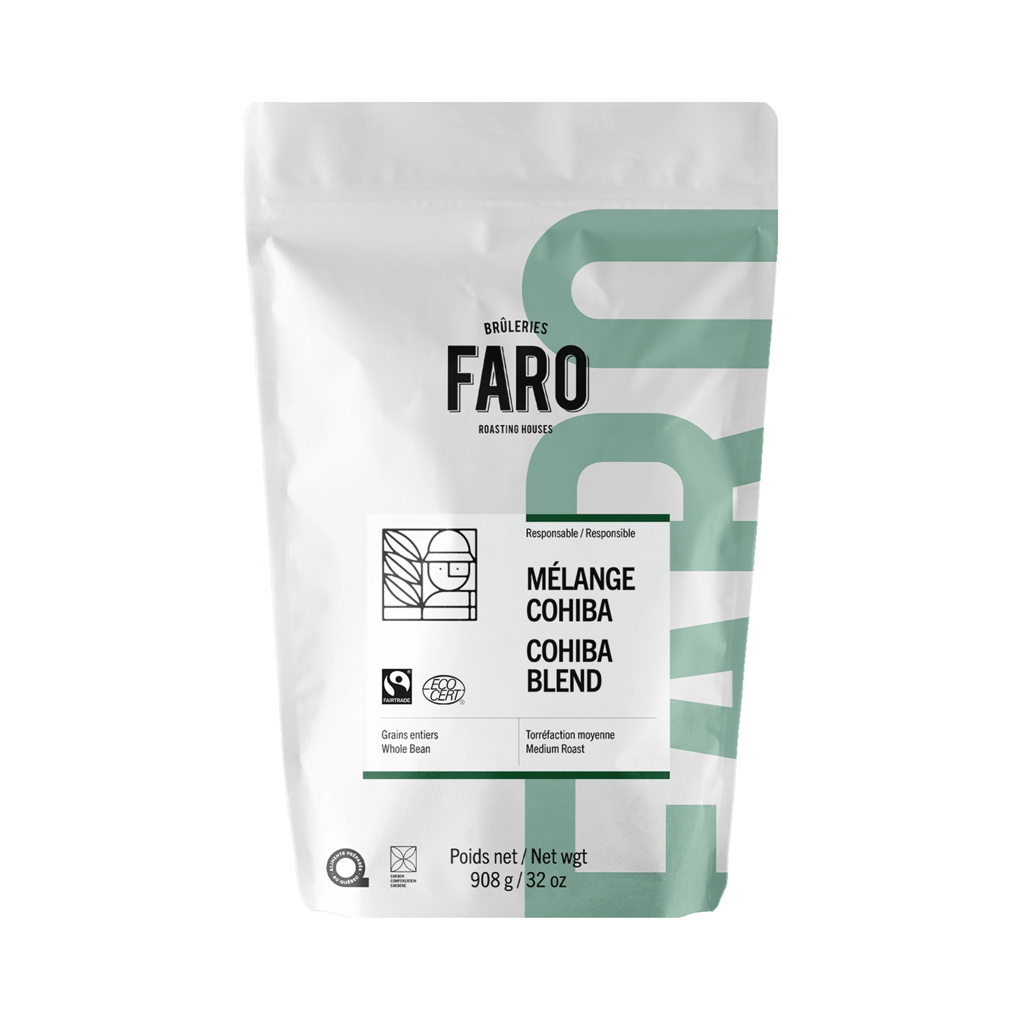 Café en grains équitable et biologique Mélange Cohiba 908 g - Faro 