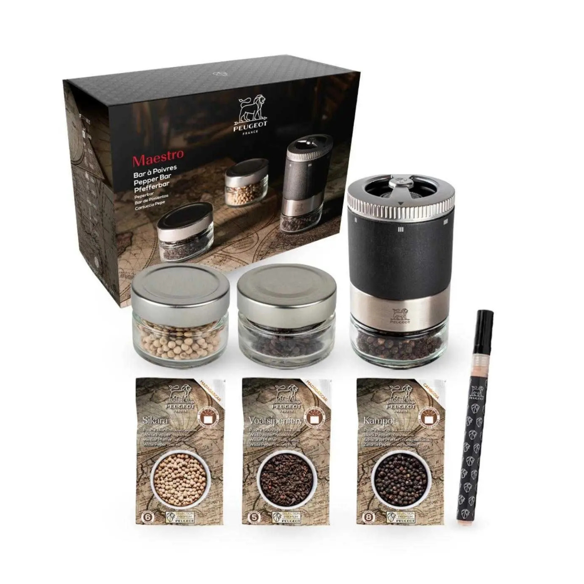 Moulin à poivre avec 3 réservoirs en verre interchangeables u'Select - Peugeot 