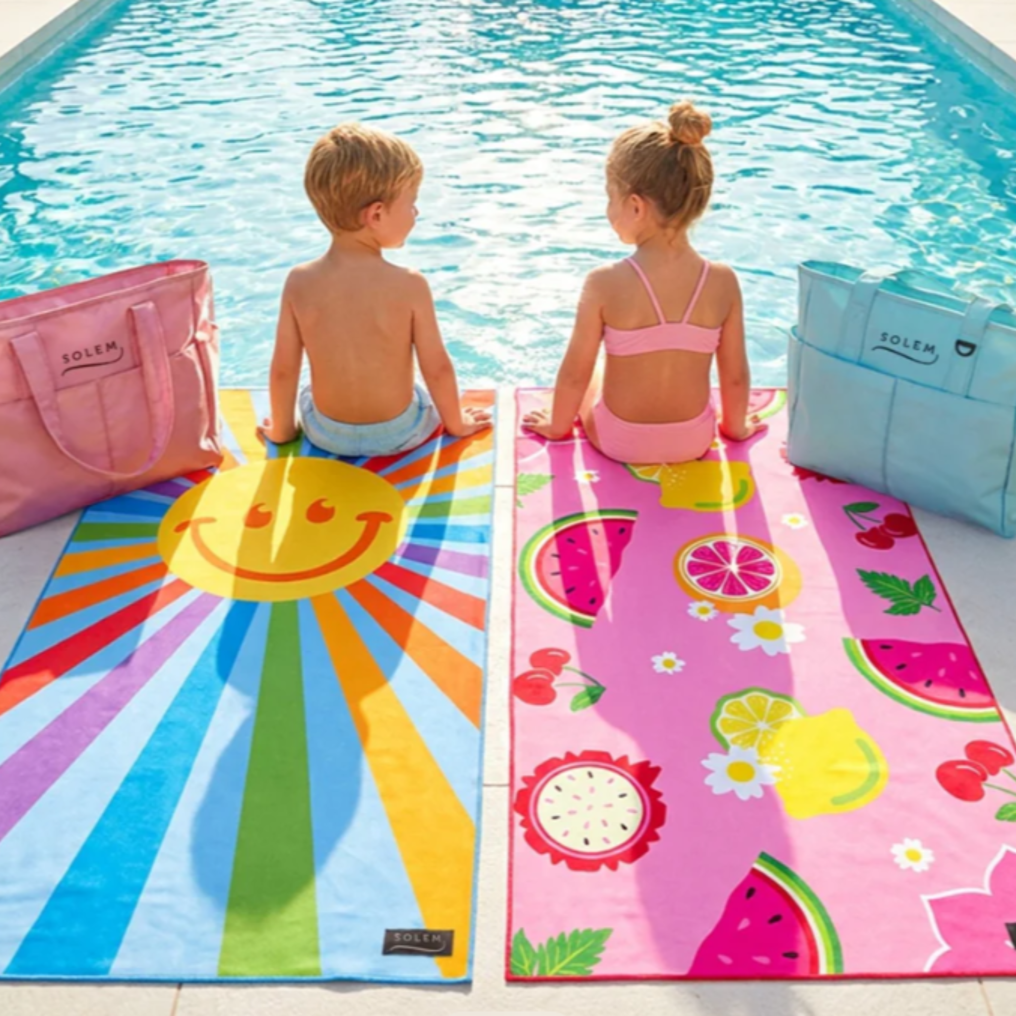 Serviette de plage en microfibre Salade de fruits XL - Solem