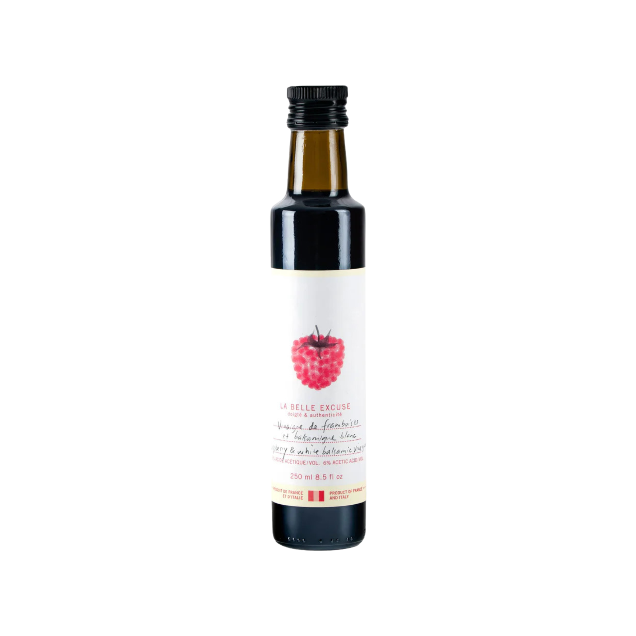 Vinaigre de framboises et balsamique blanc 250 ml - La Belle Excuse