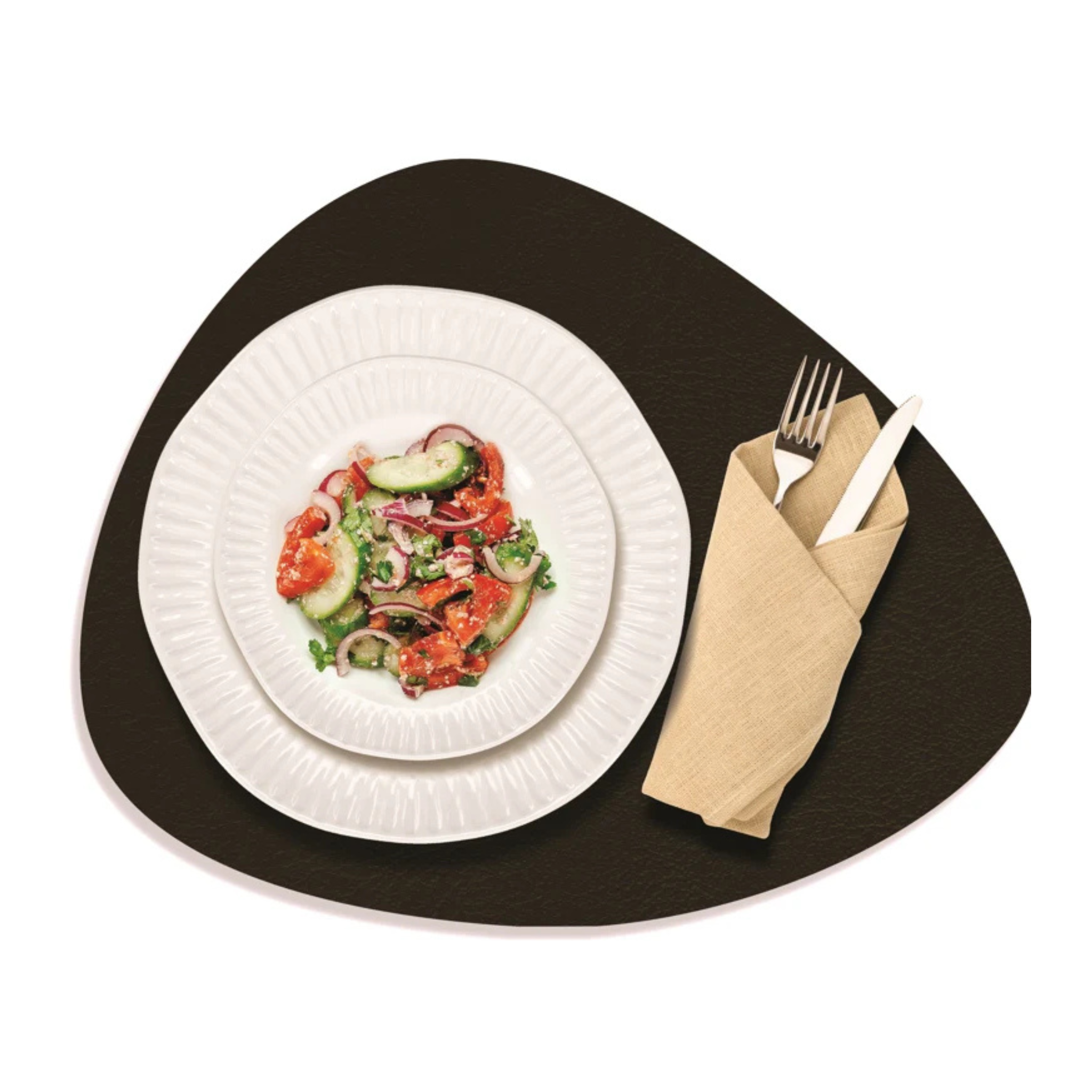 Napperon en cuir en forme de pierre brun 37 x 44 cm