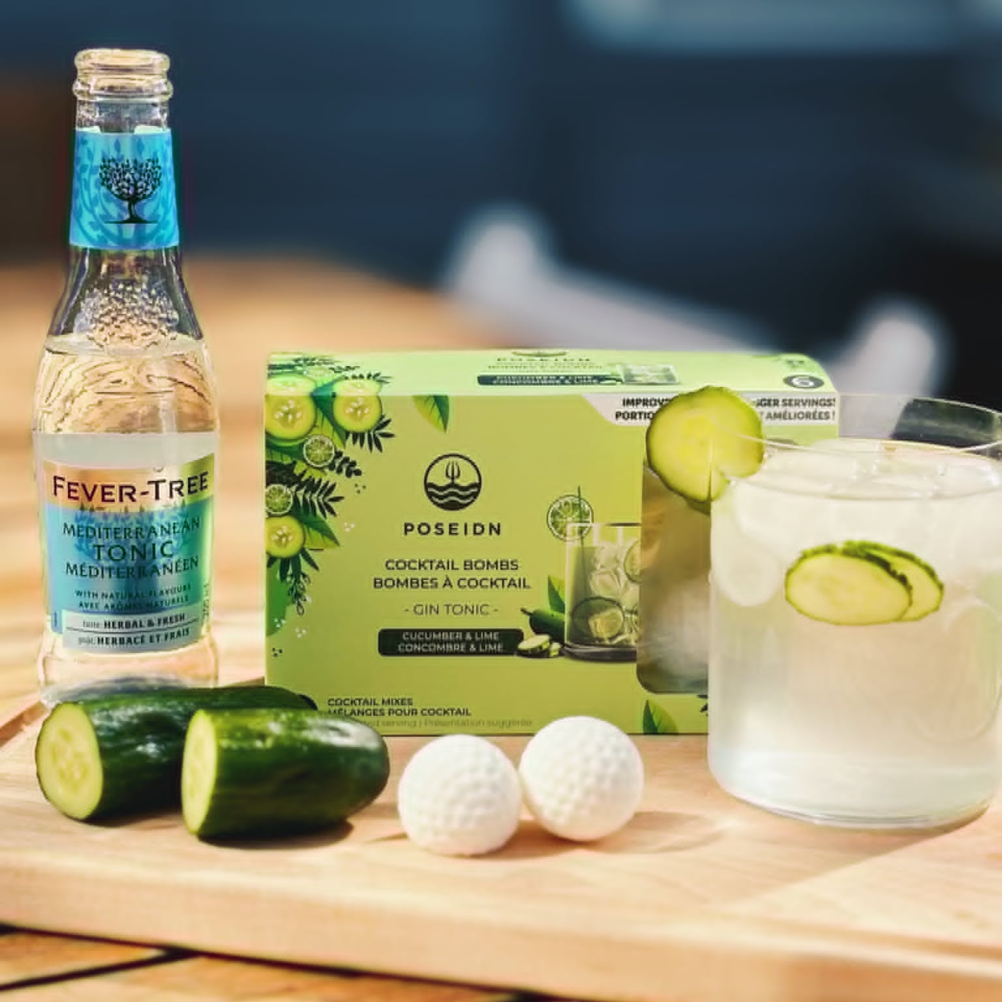 Boîte de 6 bombes à cocktail Gin Tonic concombre et lime - Poseidn